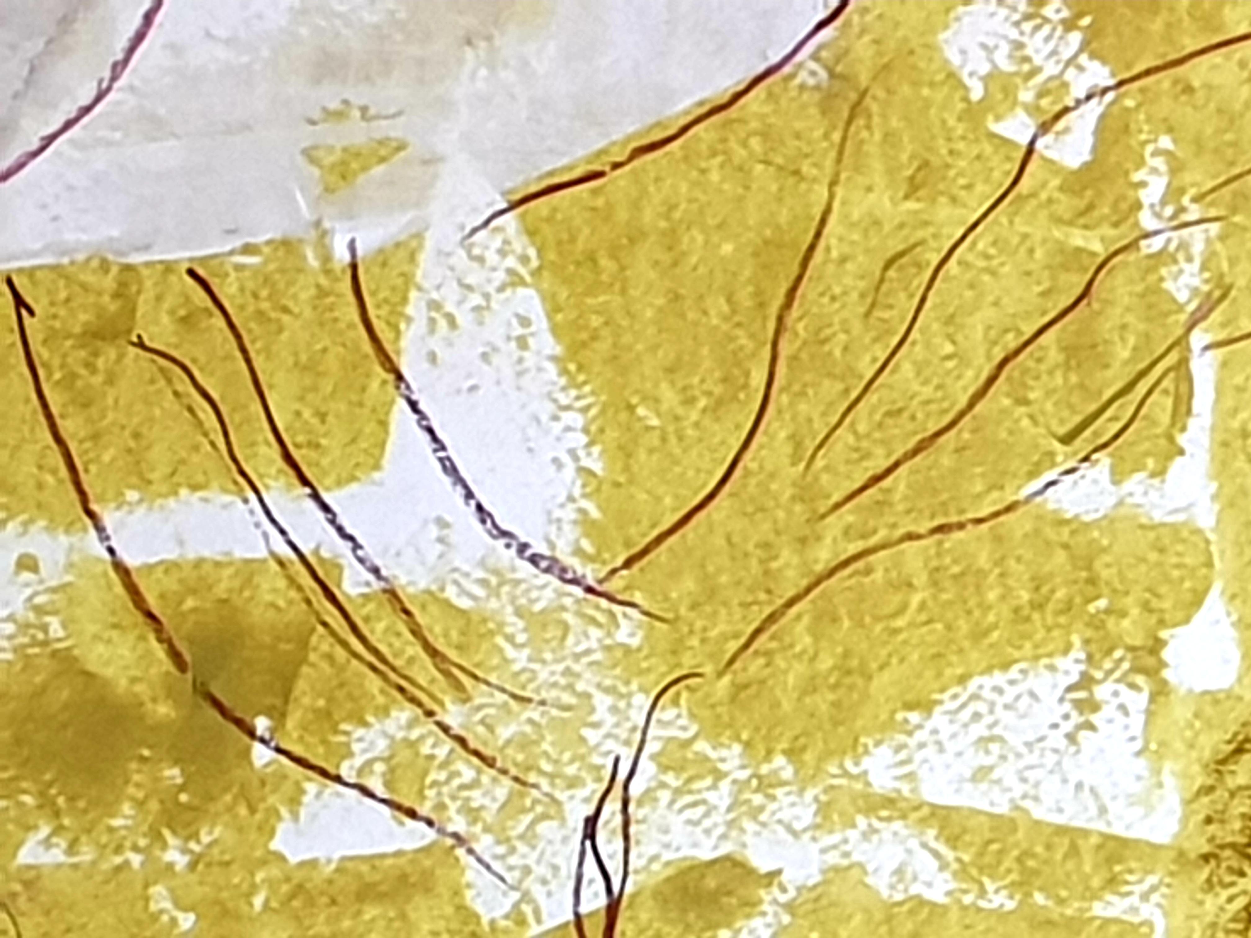 Contemporary French Abstract Expressionist Acrylic on Paper. - Beige Abstract Painting by Christian Manoury 
