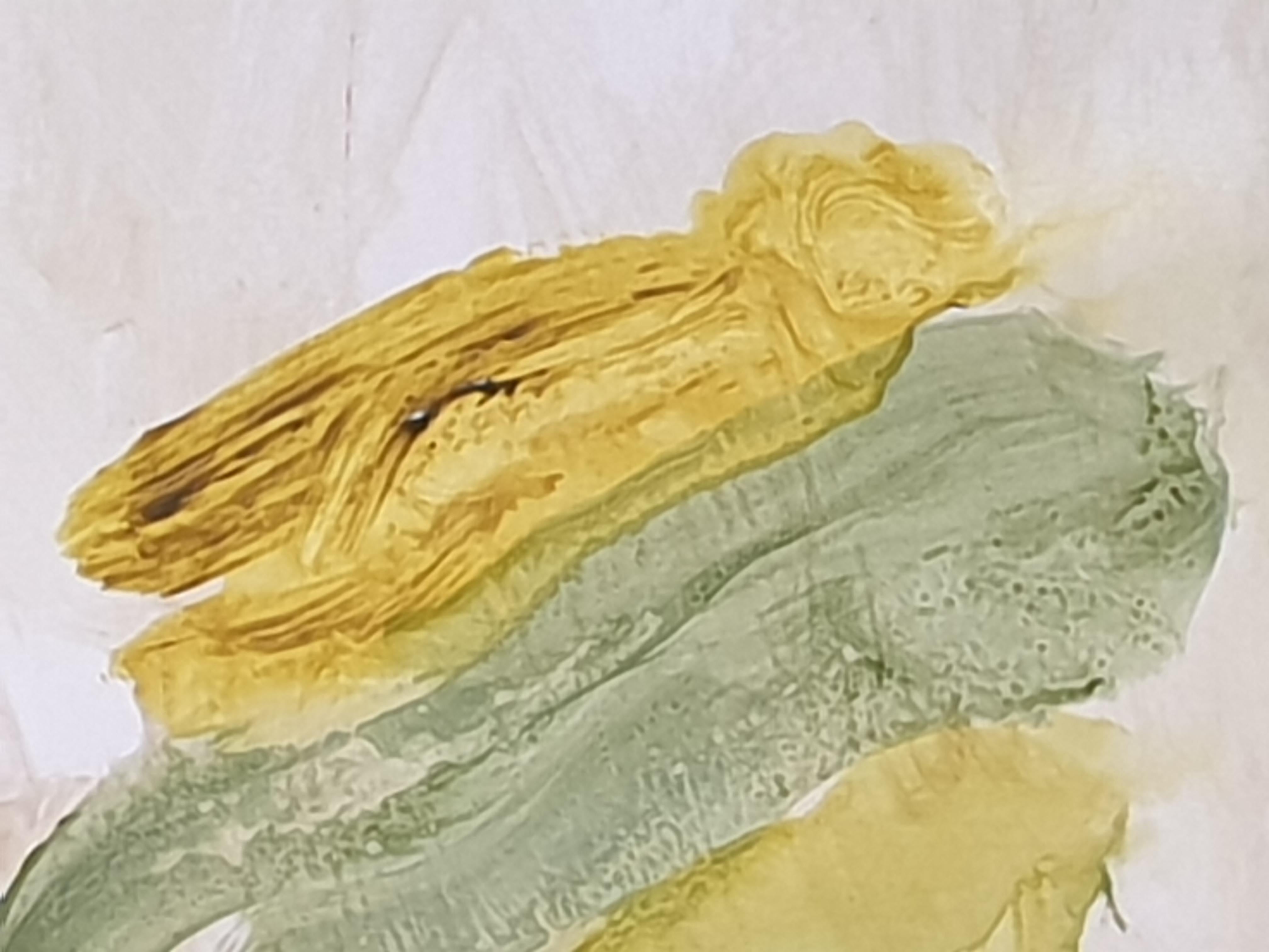 Acrilico su carta dell'Espressionismo astratto francese contemporaneo.... - Abstract Painting Beige di Christian Manoury 