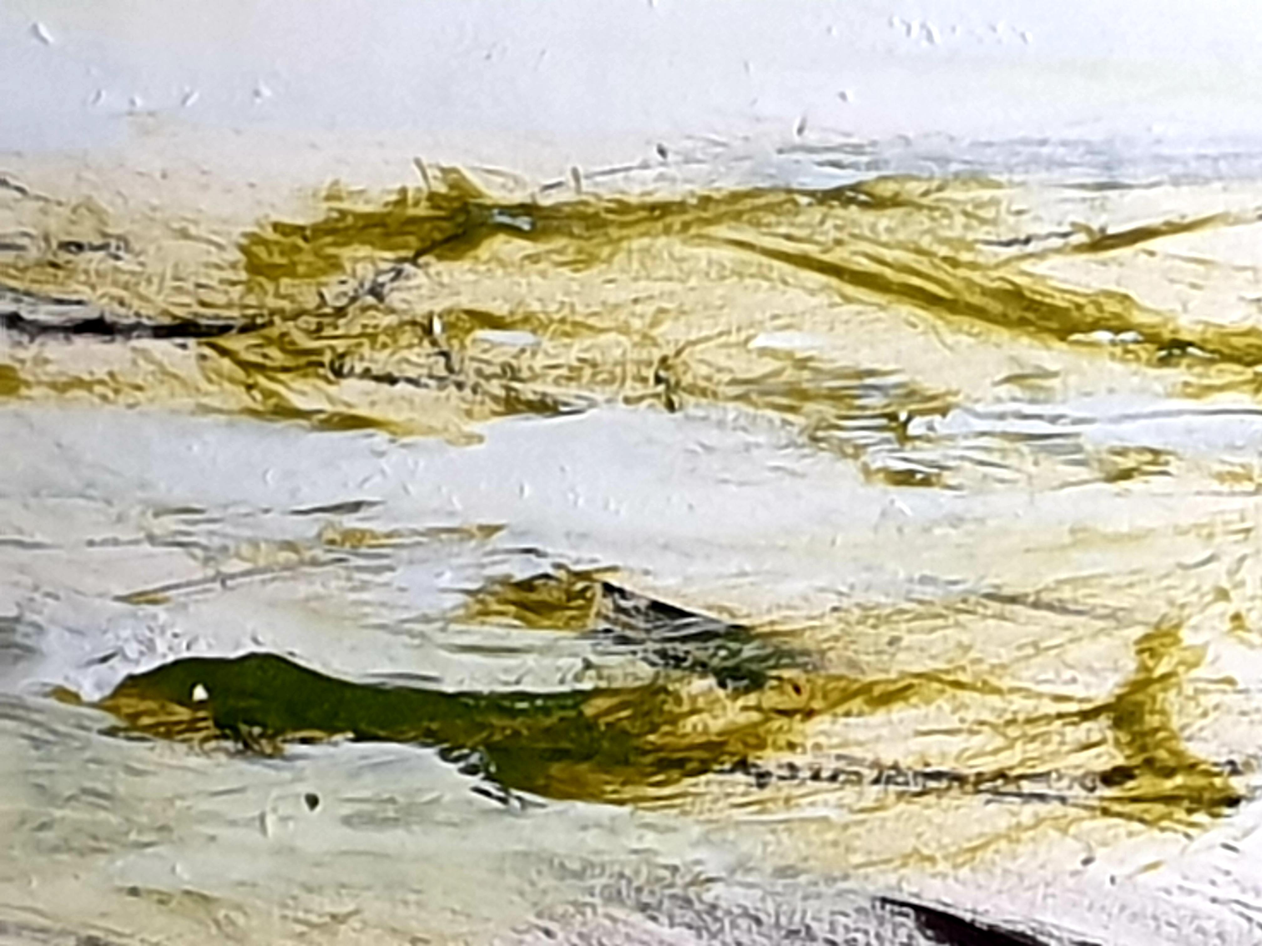 Acrilico su carta dell'Espressionismo astratto francese contemporaneo. - Abstract Painting Beige di Christian Manoury 
