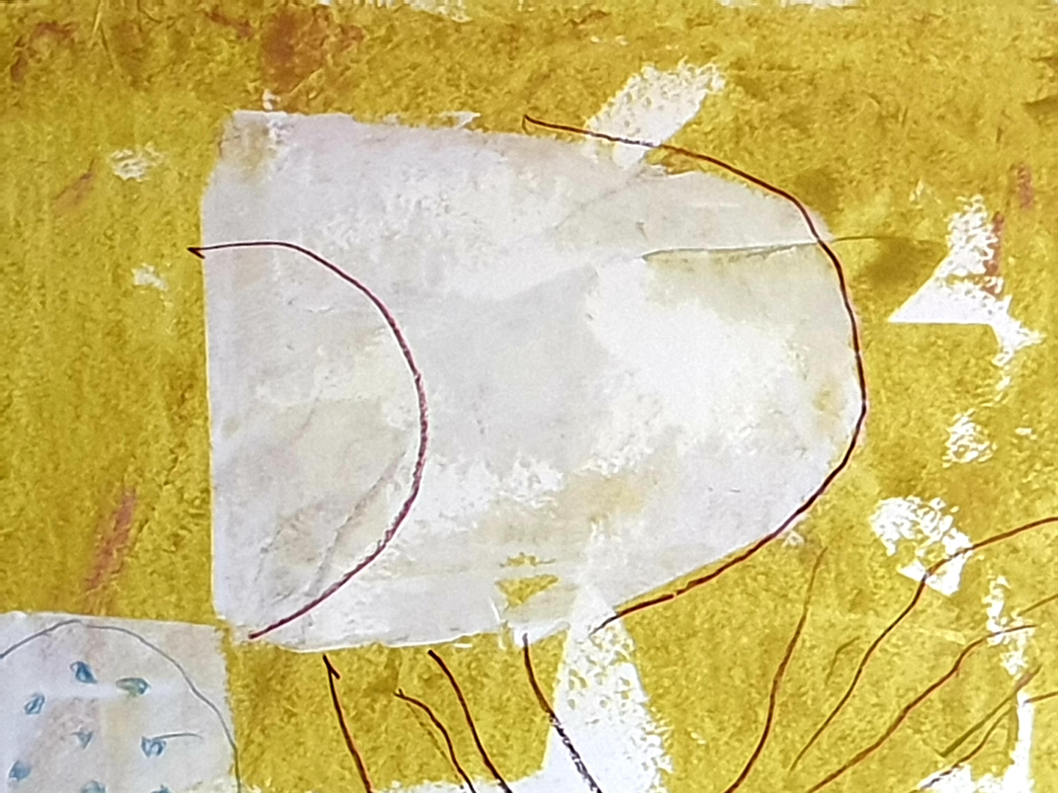 Acrilico su carta dell'Espressionismo astratto francese contemporaneo. - Abstract Painting Beige di Christian Manoury 