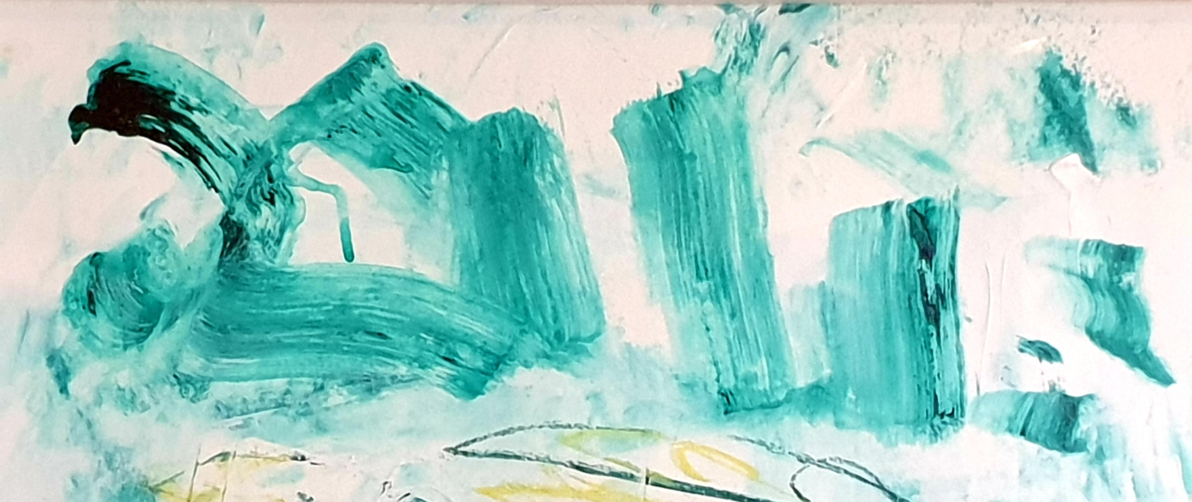 Contemporary French Abstract Expressionist Acrylic on Paper. For Sale 2