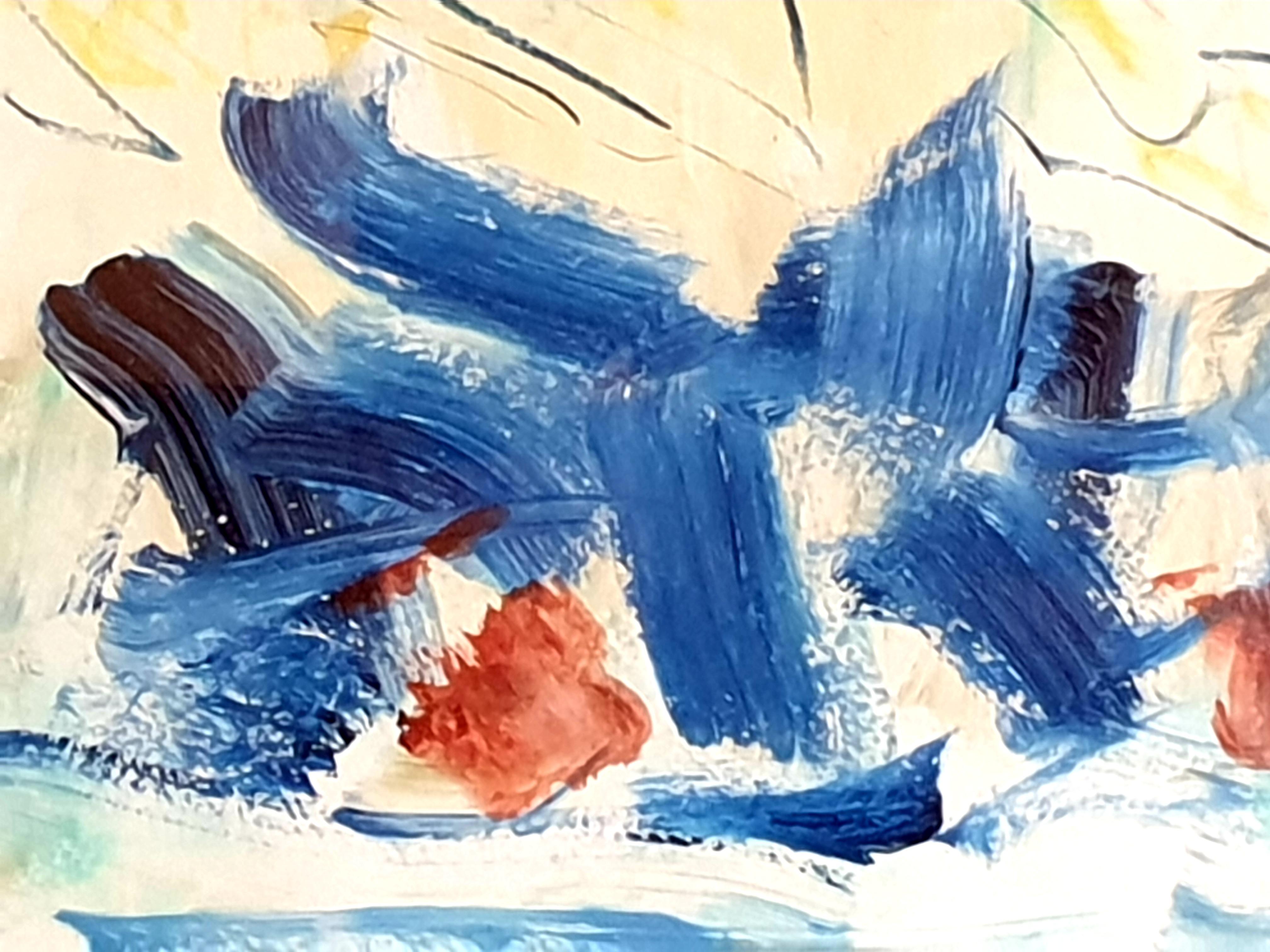 Contemporary French Abstract Expressionist Acrylic on Paper. For Sale 3
