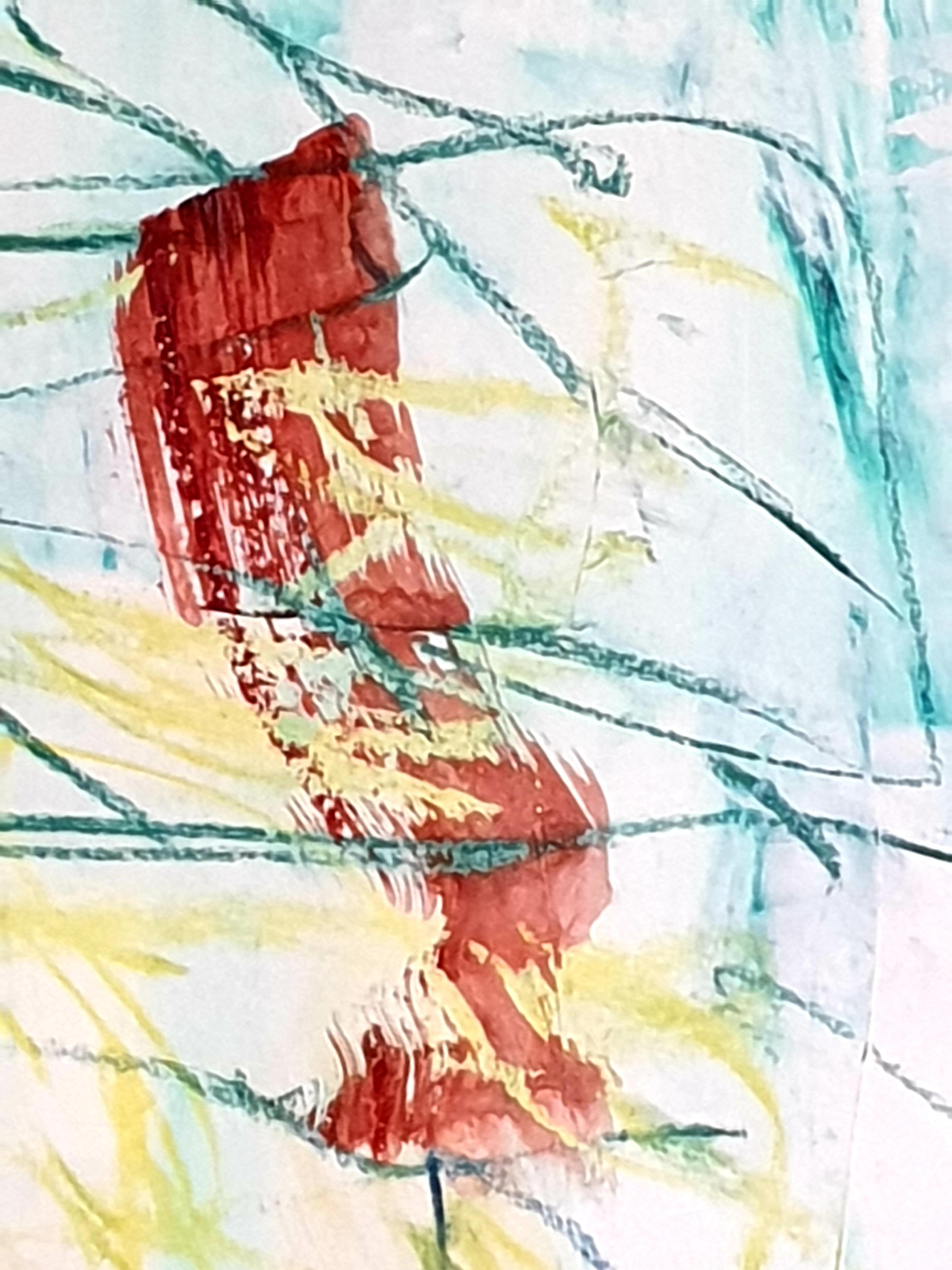 Contemporary French Abstract Expressionist Acrylic on Paper. For Sale 5