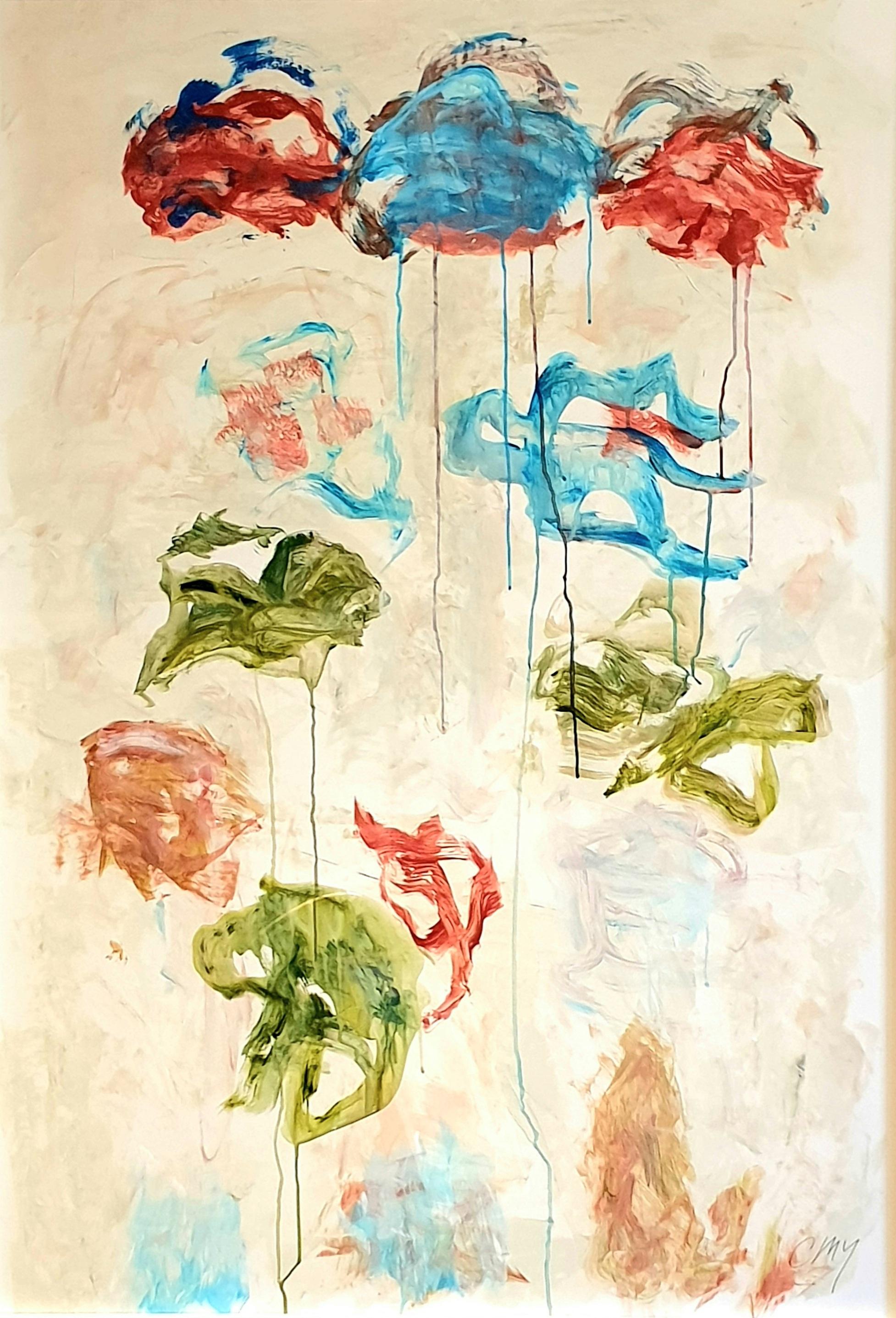 Hommage to Debussy: Contemporary Abstract Acrylic on Paper, 145x105 cm