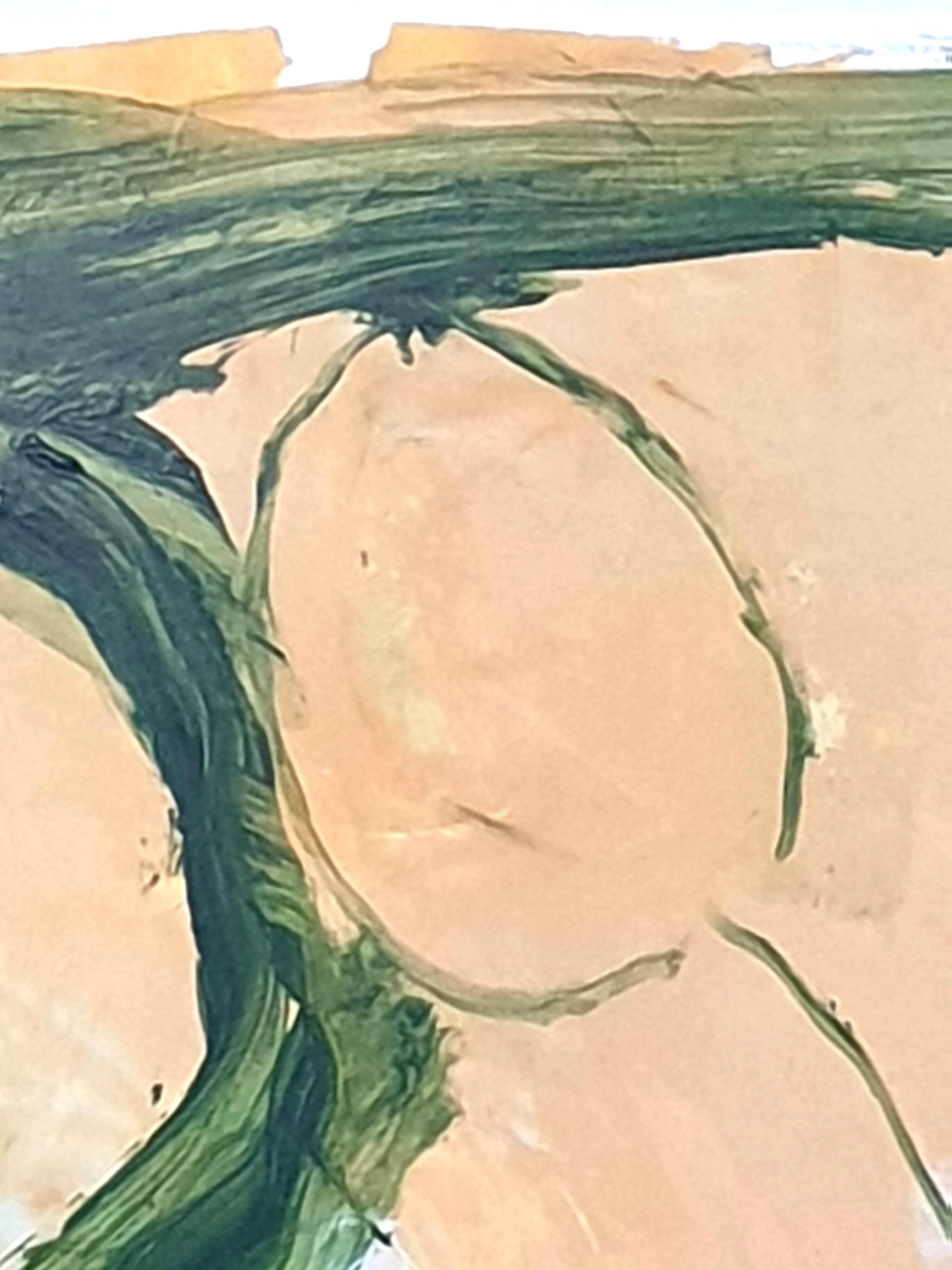'Landscape'. French Abstract Expressionist Acrylic on Paper. - Minimalist Painting by Christian Manoury 