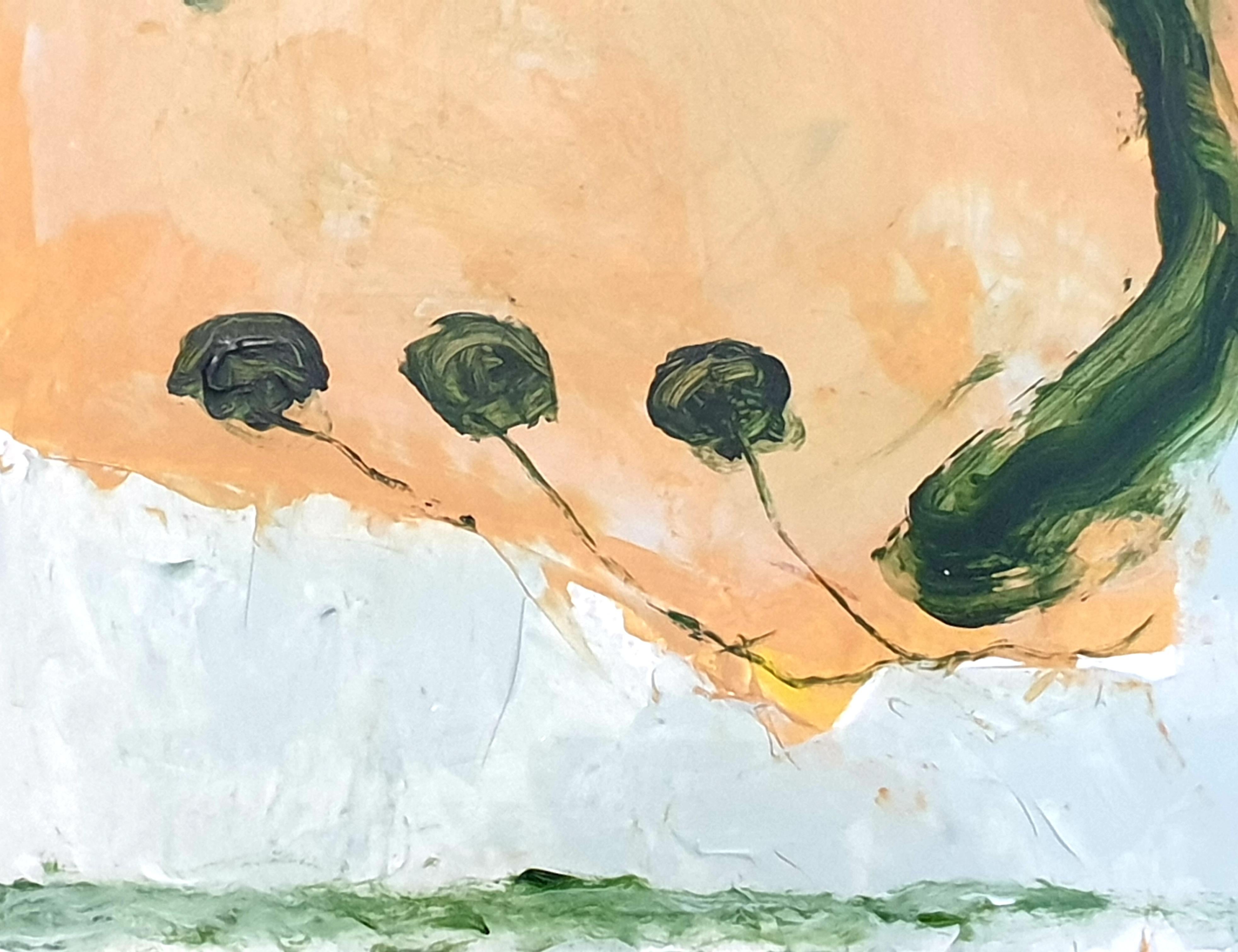 'Landscape'. French Abstract Expressionist Acrylic on Paper. For Sale 4