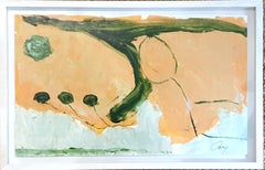 Landschaft". Französisches abstrakt-expressionistisches Acryl auf Papier.