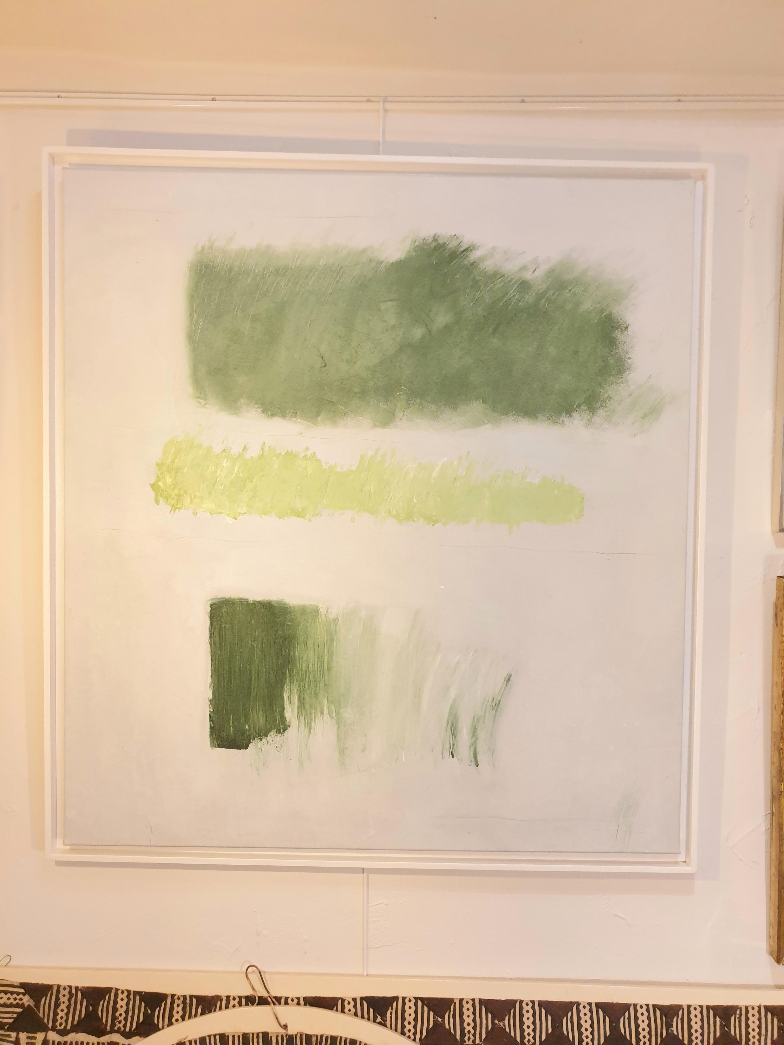 Large Contemporary Abstract Oil in Green on Cotton Canvas. 4