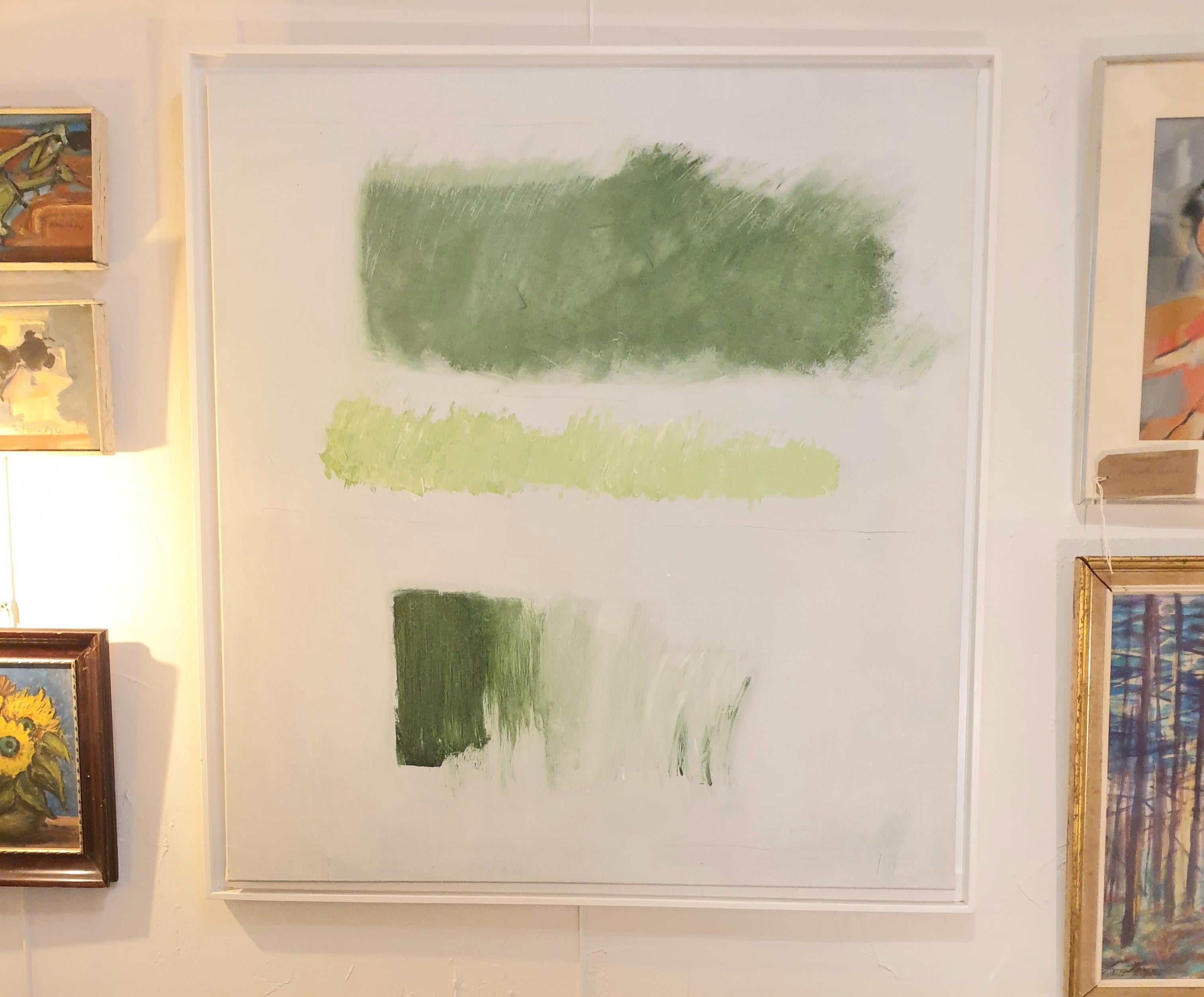 Large Contemporary Abstract Oil in Green on Cotton Canvas. - Painting by Christian Manoury 