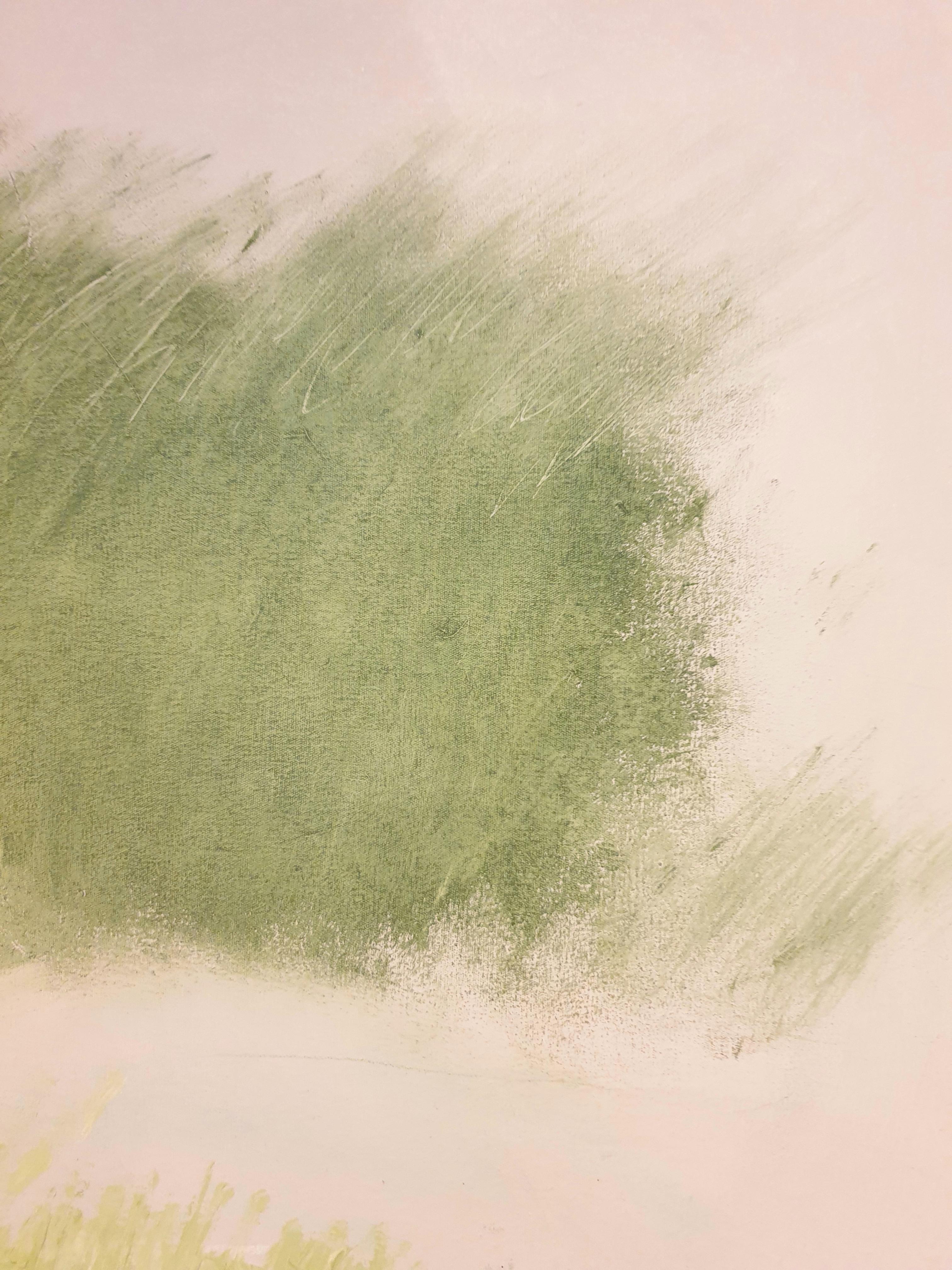 Large Contemporary Abstract Oil in Green on Cotton Canvas. - Beige Abstract Painting by Christian Manoury 