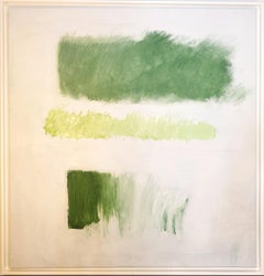 Large Contemporary Abstract Oil in Green on Cotton Canvas.
