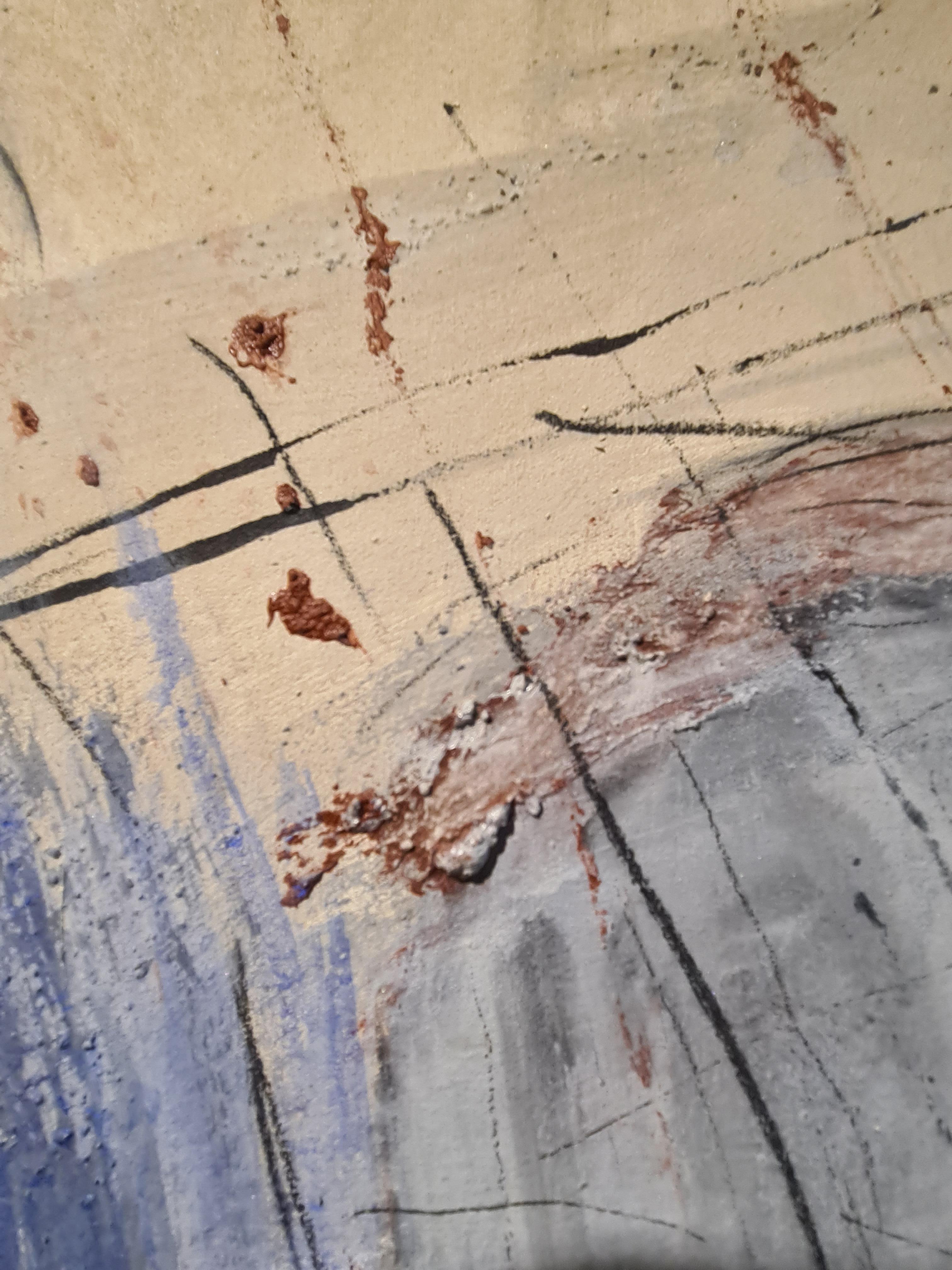 Implicite“, großformatiges abstrakt-expressionistisches Ölgemälde, Acryl und Sand auf Leinwand im Angebot 3