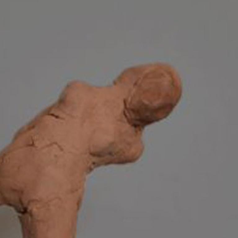 Dancer Stretching, British Contemporary Red Clay - Sculpture by Christian Mizon