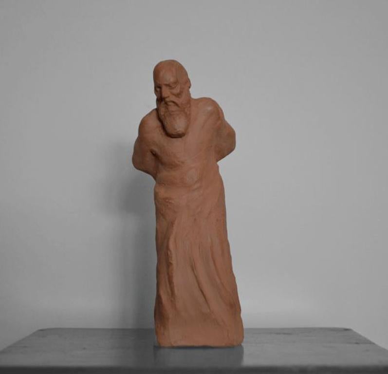 Christian Mizon Nude Sculpture - The Scholar Red Clay Contemporary Sculpture