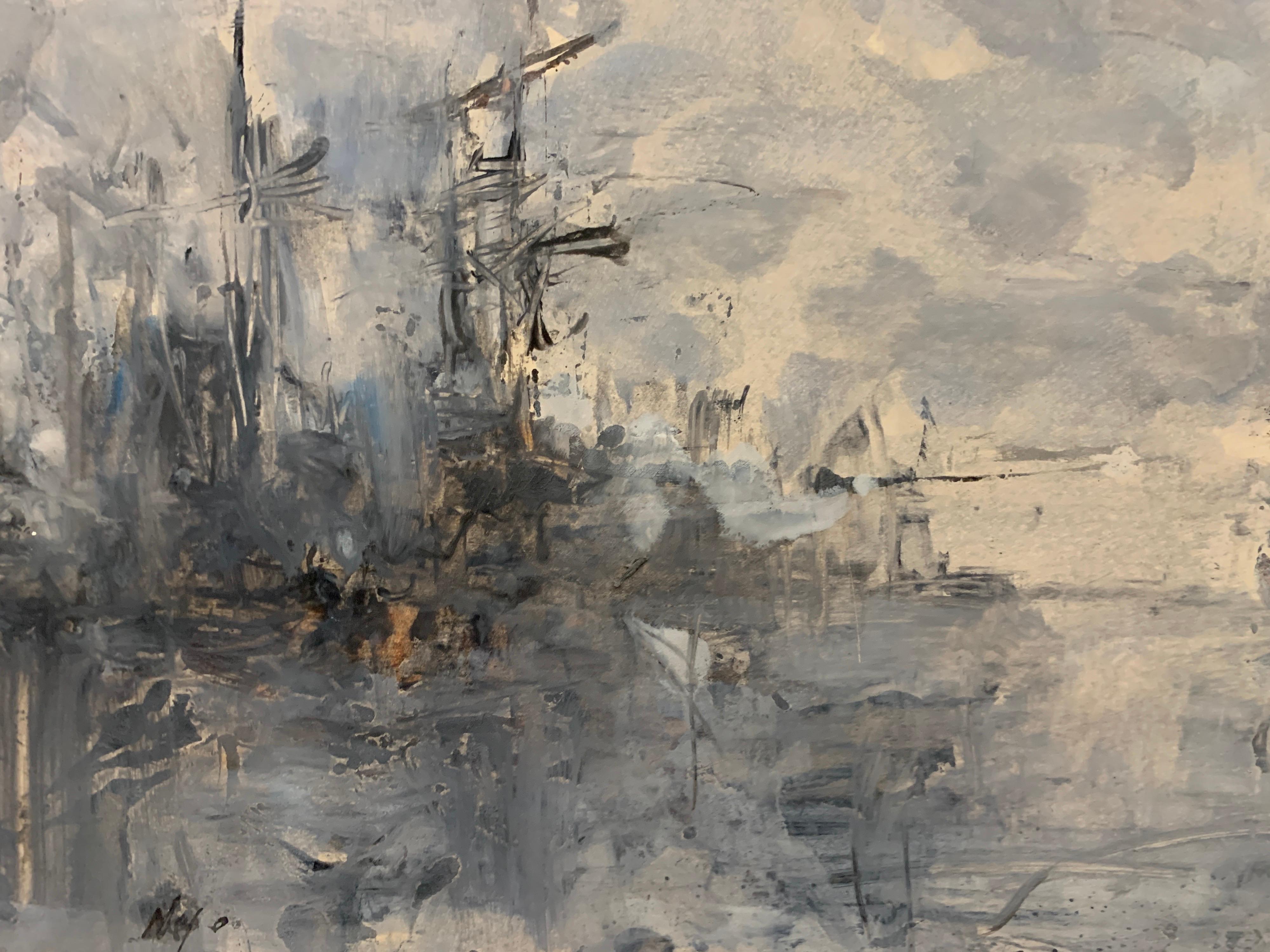 Bateaux dans les Nuages von Christian Nepo, impressionistisches Gemälde auf Papier im Angebot 2