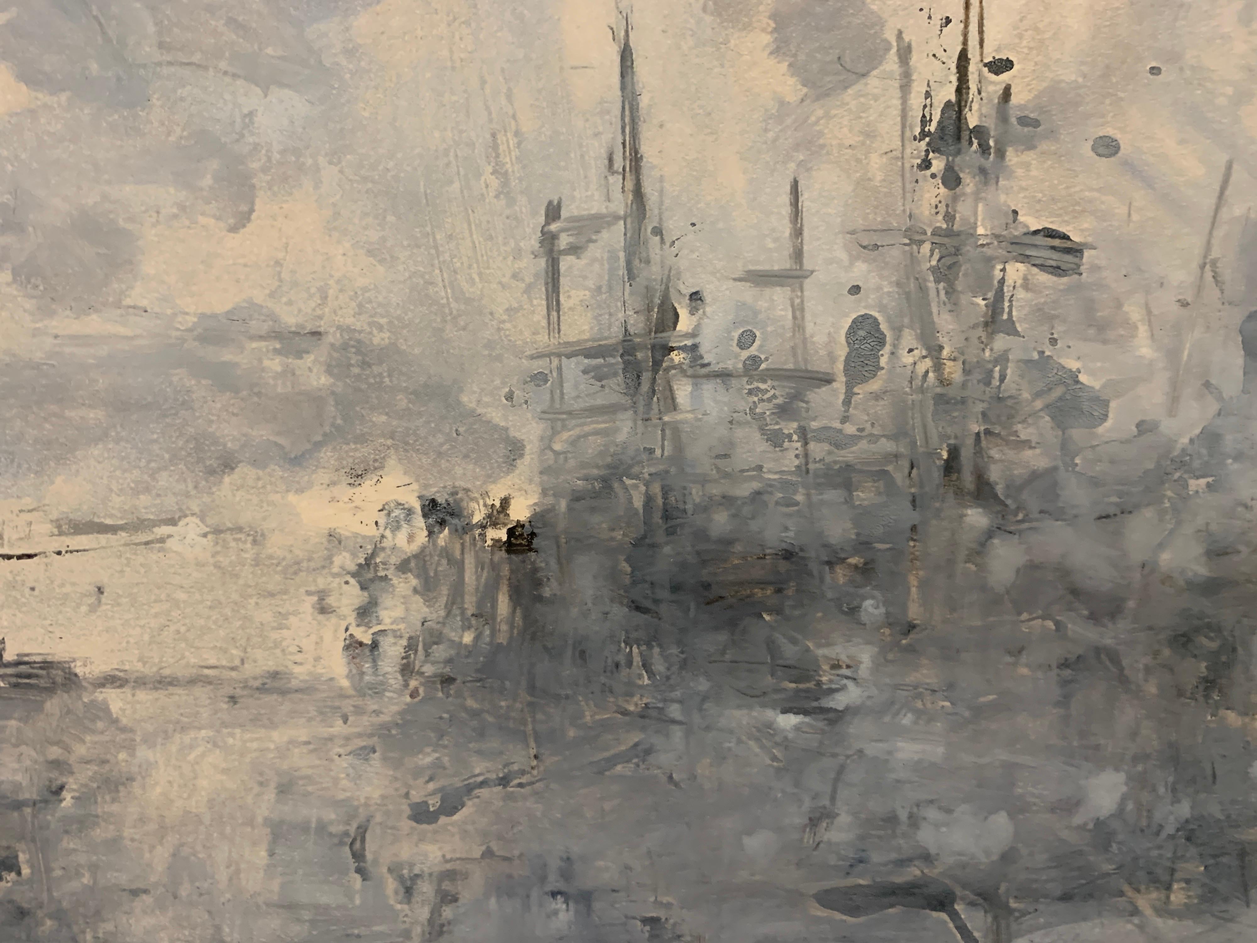 Bateaux dans les Nuages von Christian Nepo, impressionistisches Gemälde auf Papier im Angebot 3