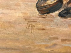 Houlgate di Christian Nepo, grande dipinto impressionista su tela con paesaggio marino