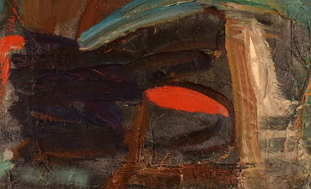 Mid-20th Century Christian Ohlsson, listed Swedish artist. Oil on canvas. Abstract composition.