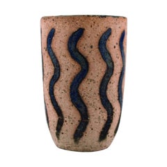 Vintage Christian Poulsen, Denmark, Cylindrical Unique Vase in Chamotte, 1940s