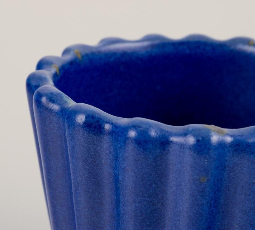 Danish Christian Poulsen, own workshop, Denmark.  Unique ceramic vase in grooved design For Sale