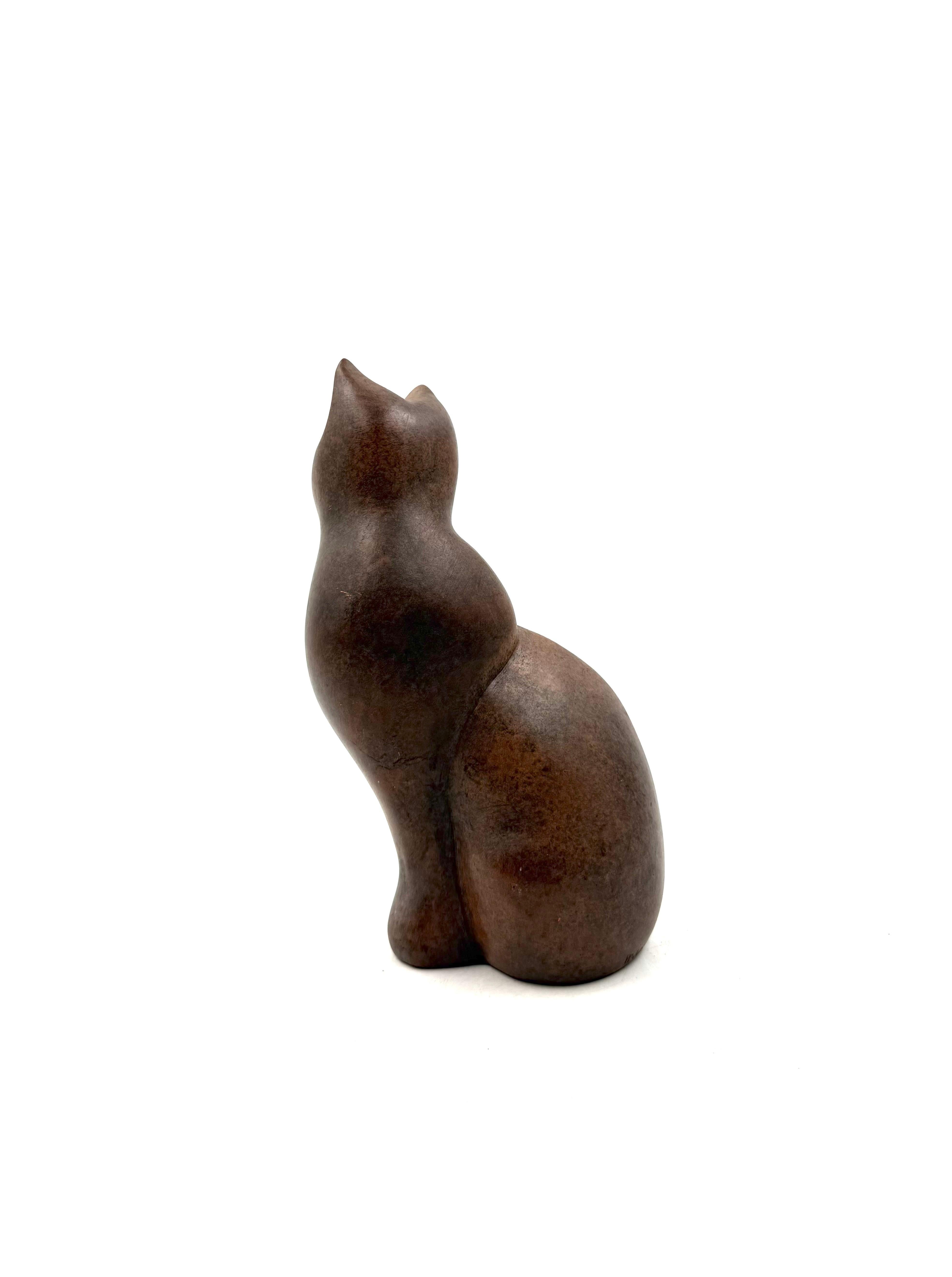 Christian Pradier, cubist ceramic cat sculpture, France 1980s en vente 3