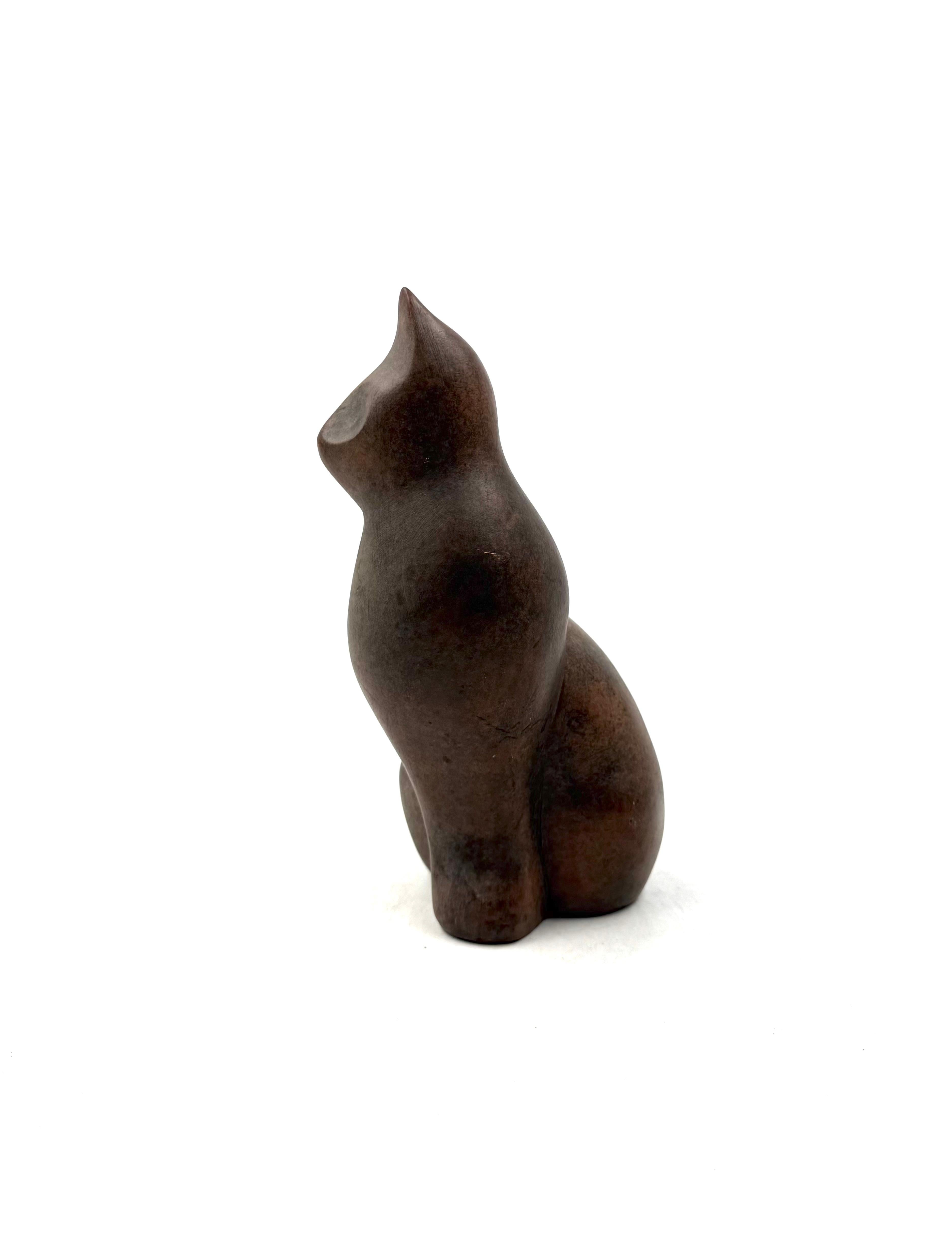 Christian Pradier, cubist ceramic cat sculpture, France 1980s en vente 4