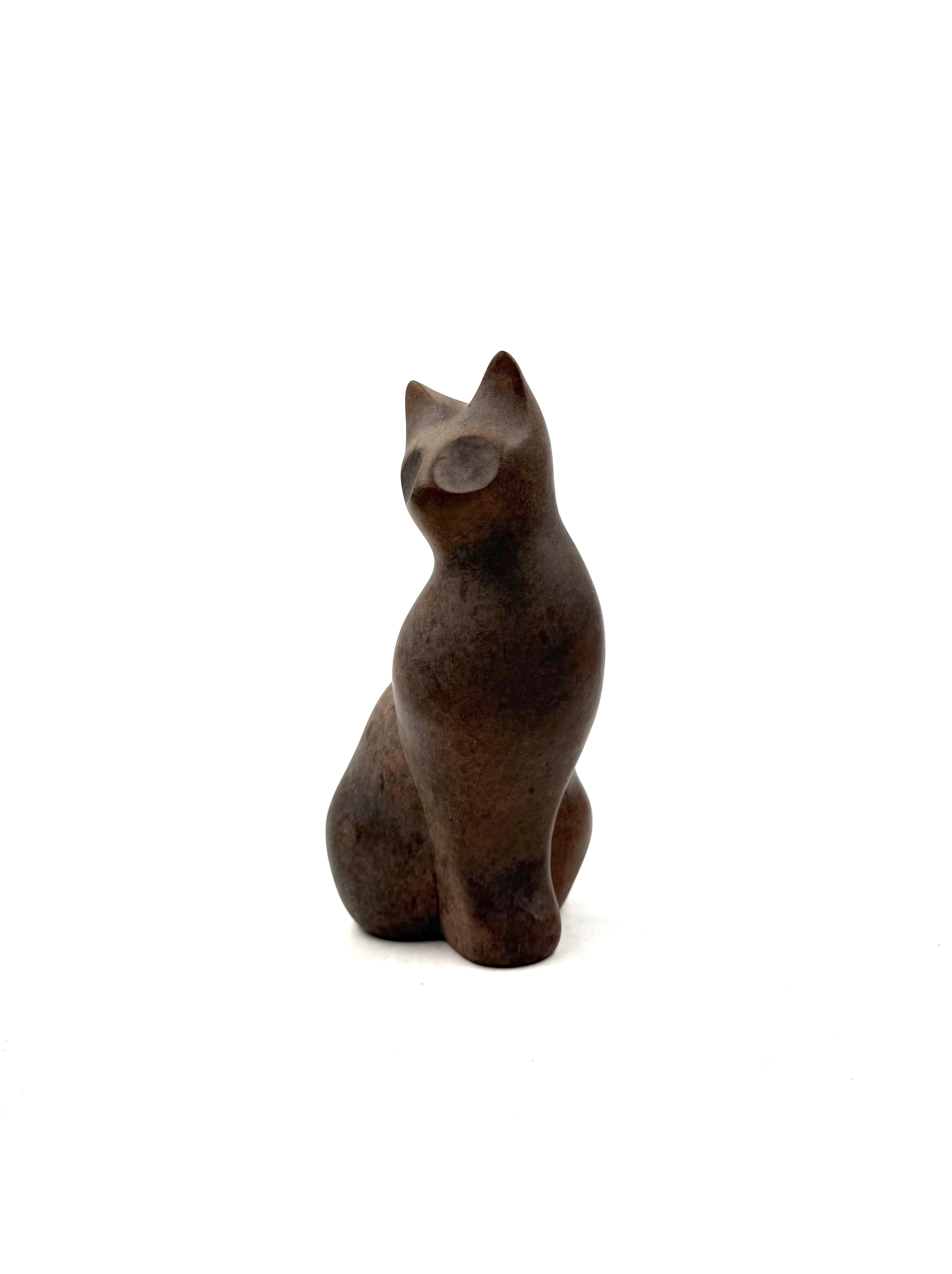 Christian Pradier, cubist ceramic cat sculpture, France 1980s en vente 5