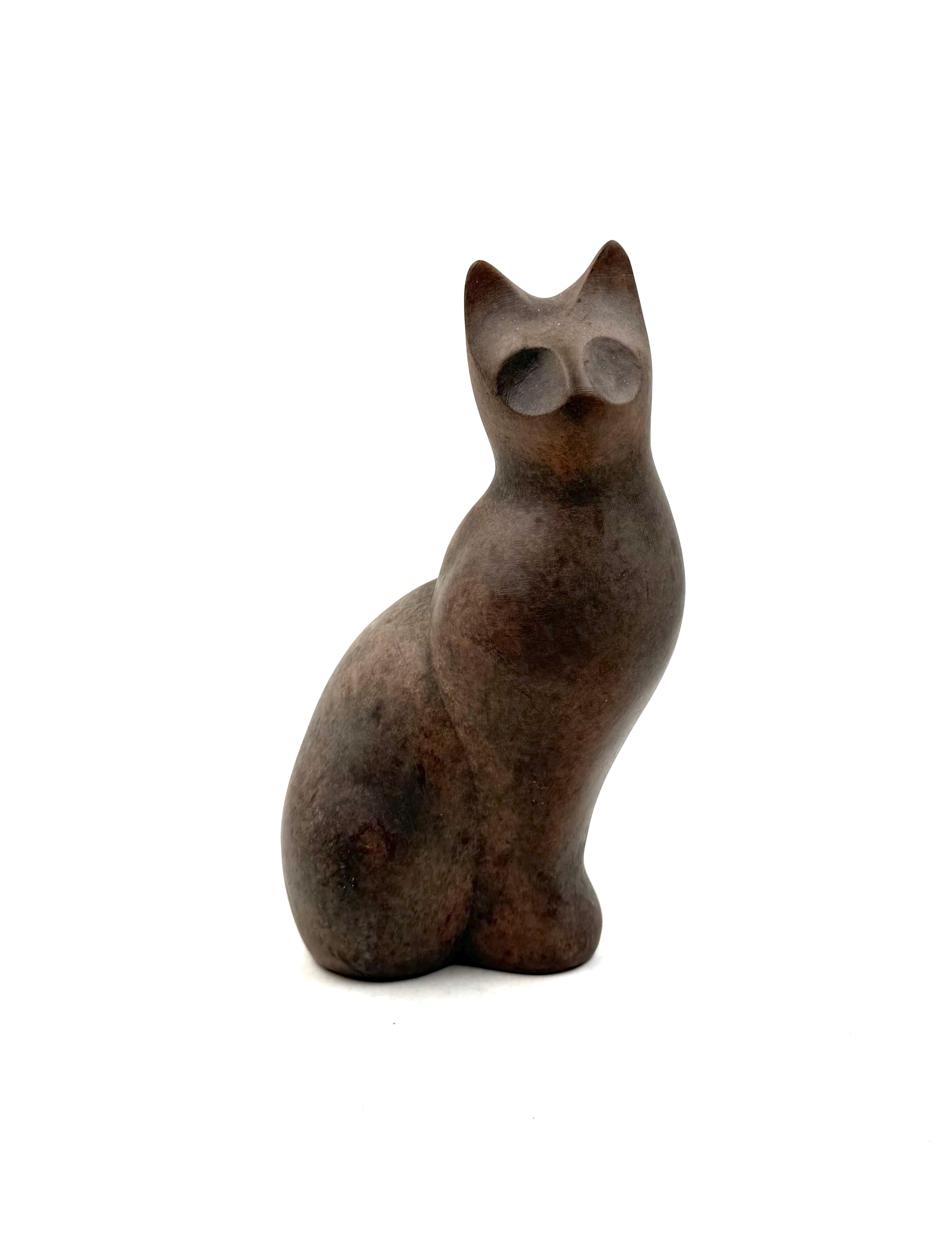 Christian Pradier, cubist ceramic cat sculpture, France 1980s en vente 6