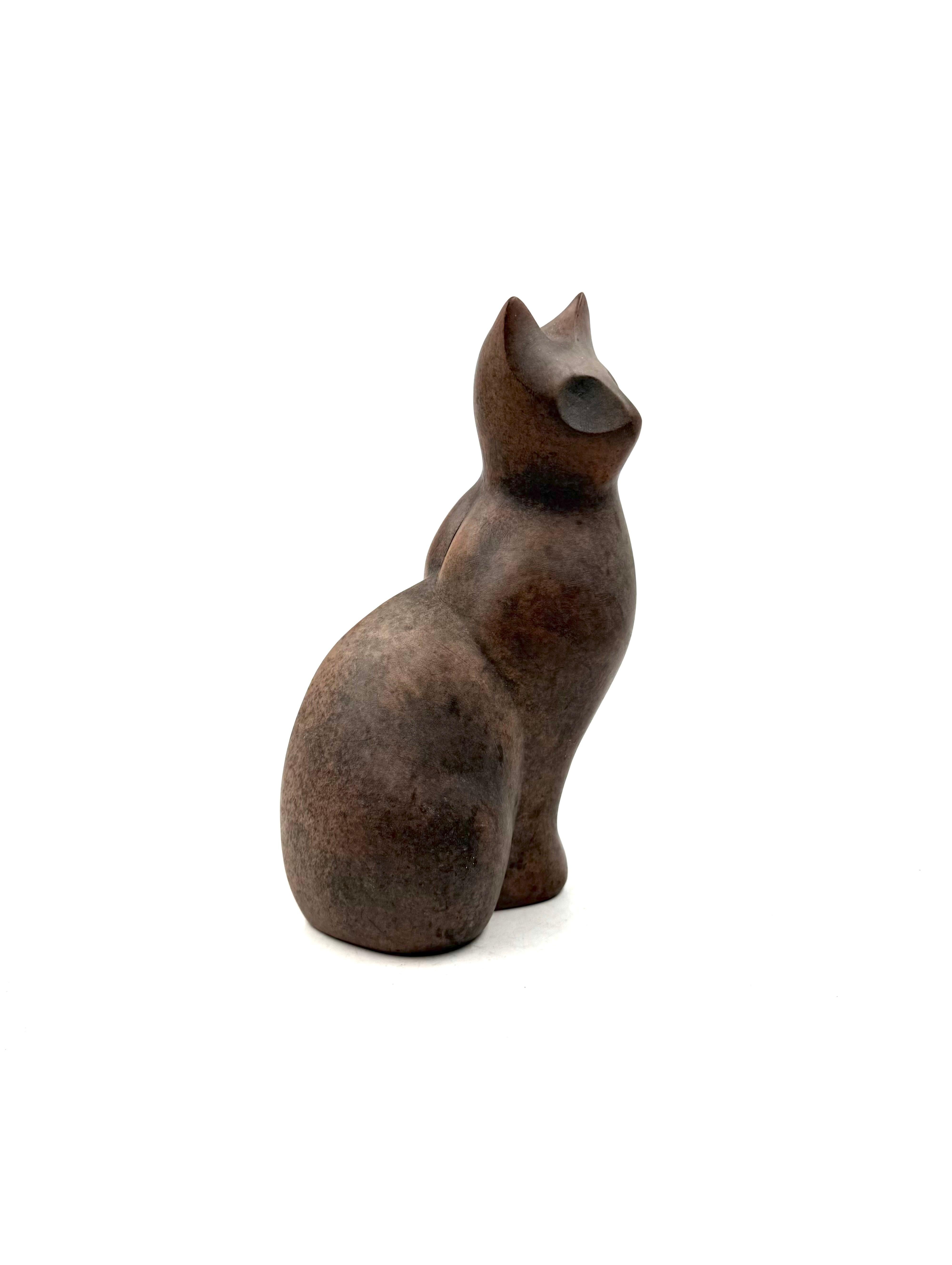 Late 20th Century Christian Pradier, cubist ceramic cat sculpture, France 1980s en vente