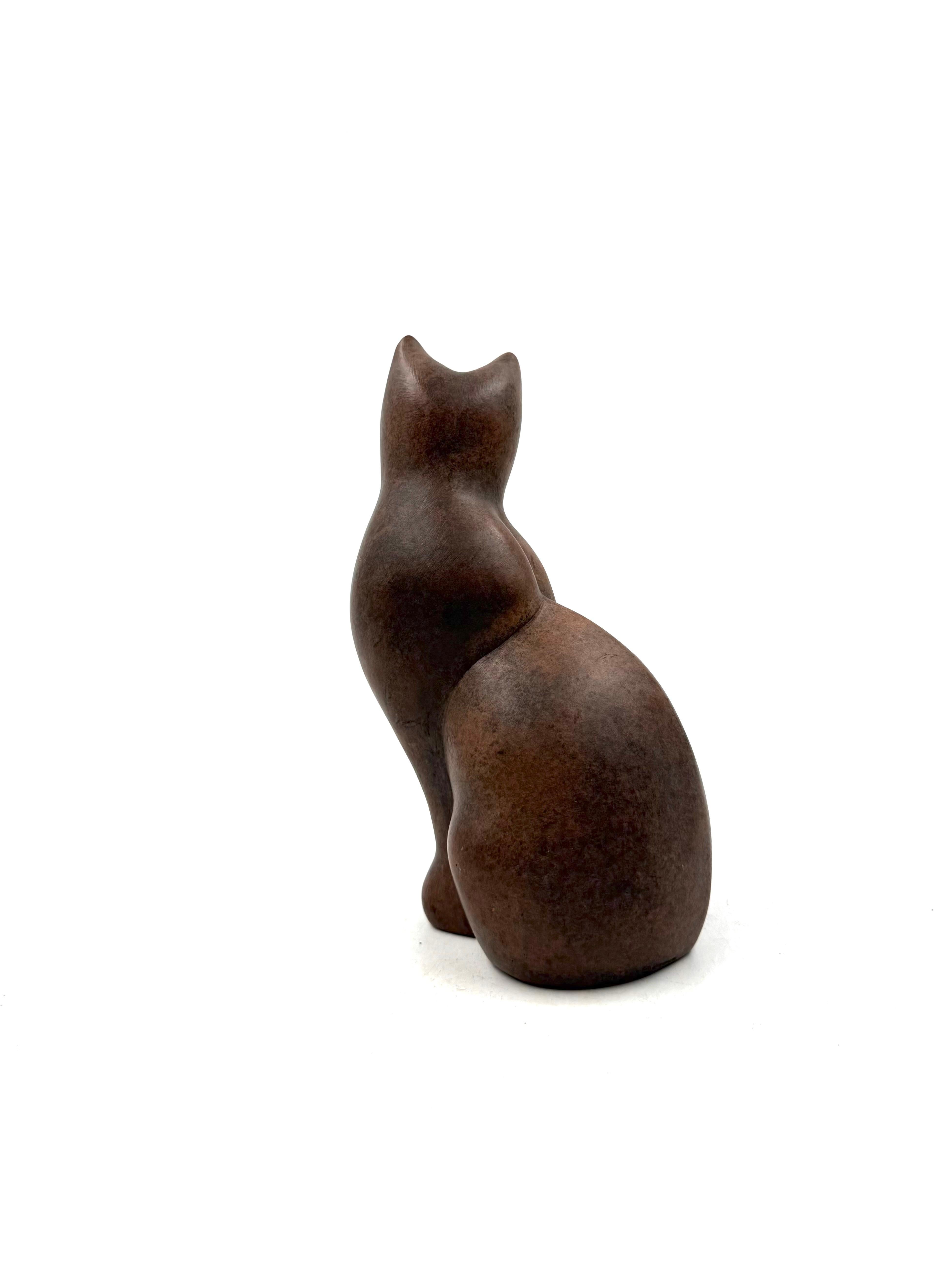 Christian Pradier, cubist ceramic cat sculpture, France 1980s en vente 2
