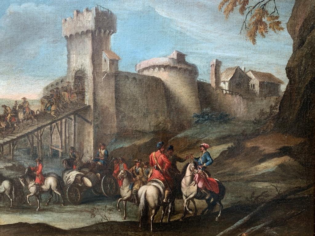 Christian Reder (Italy) - 18th century Italian landscape painting - Soldiers - Old Masters Painting by Christian Reder (Monsù Leandro)