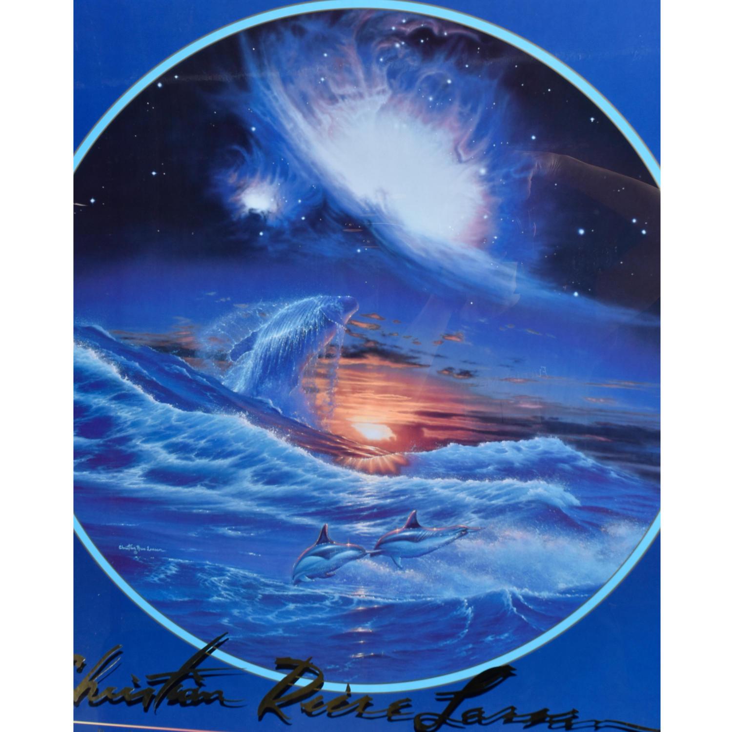 Christian Riese Lassen Génesis Hawaiana Aqua Fantasía Enmarcado Galerie Lassen Print en venta 1