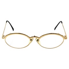 Occhiali da vista Christian Roth Optical Affairs, montatura ovale in metallo color oro, anni '90 circa