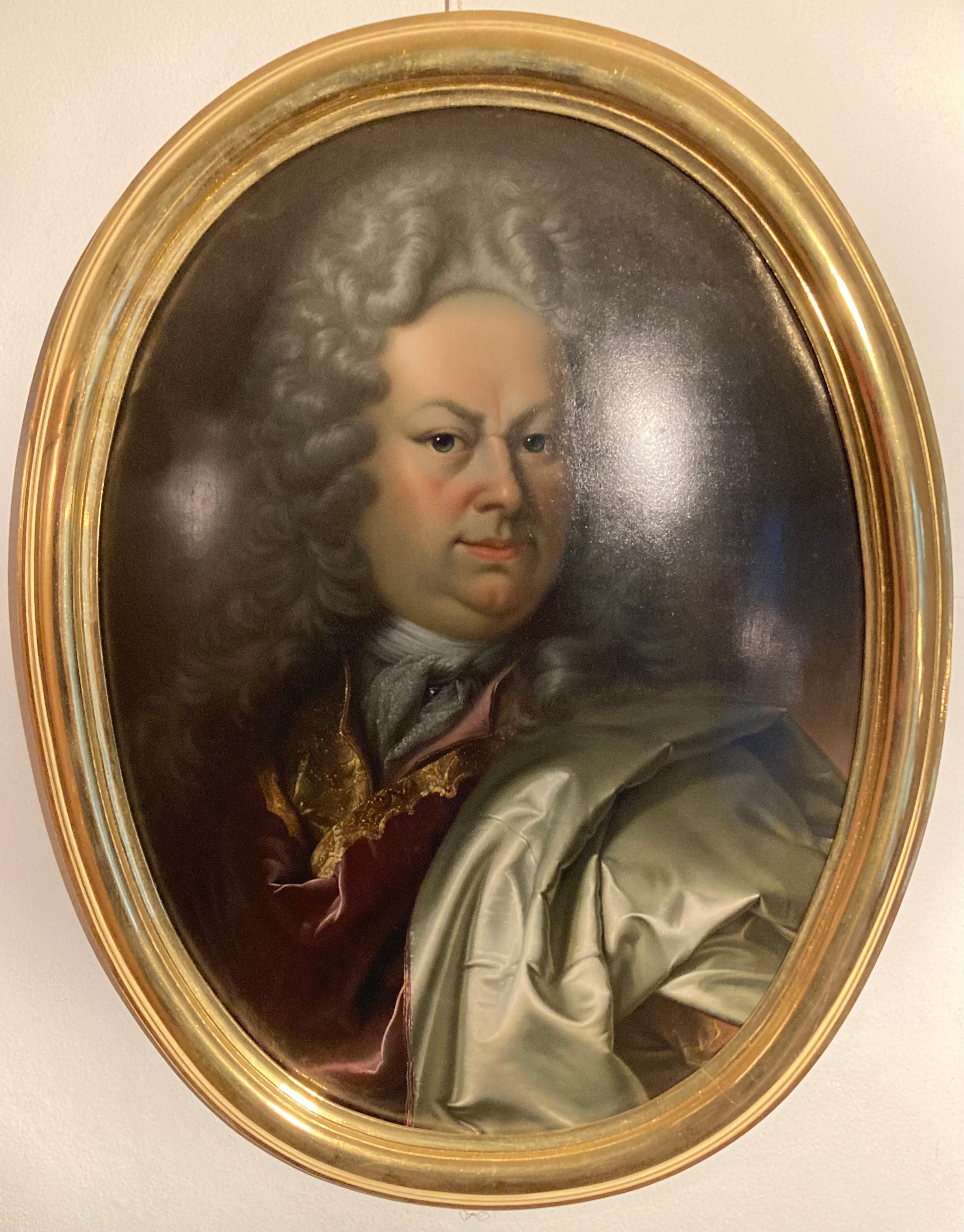 Portrait of a Gentleman, Halung, Court Painter Schildbach, Gotha, Convex Copper For Sale 10