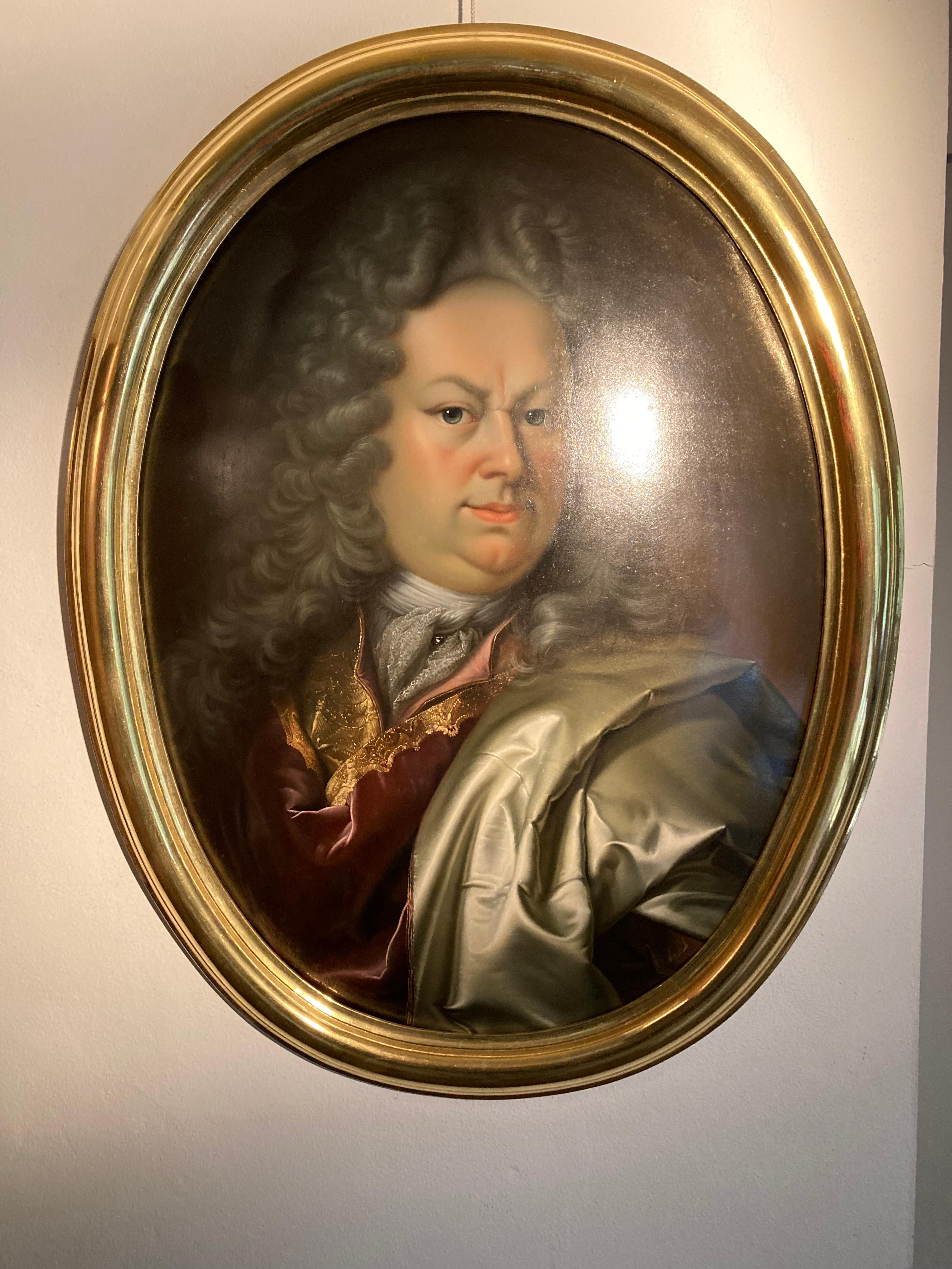 Portrait of a Gentleman, Halung, Court Painter Schildbach, Gotha, Convex Copper For Sale 2