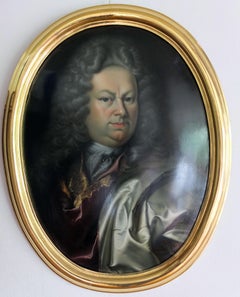 Portrait of a Gentleman Halung, Court Painter Schildbach, Gotha, Convex Copper
