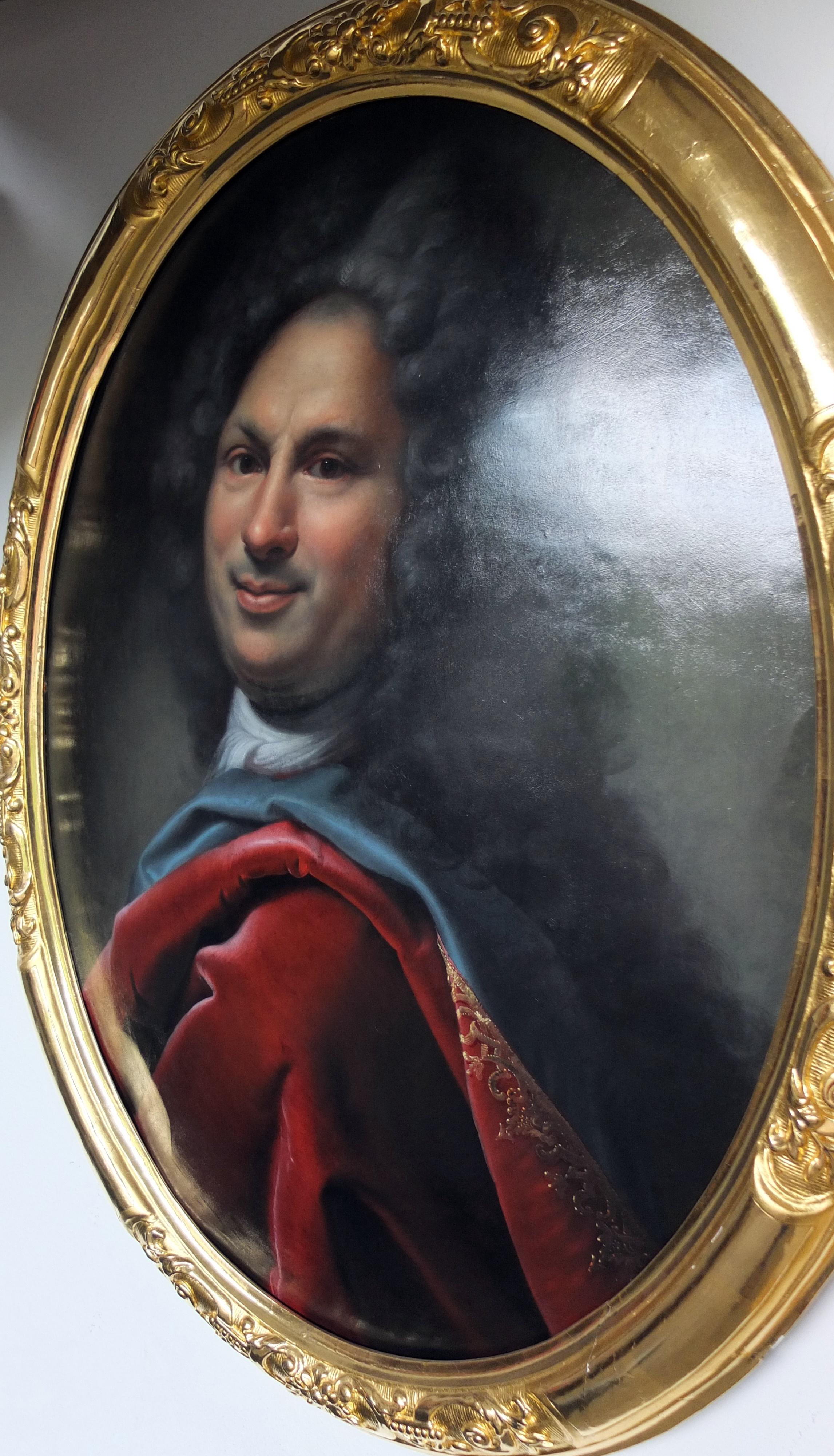 Selbstporträt von Schildbach, Hofmaler Schildbach, Gotha, Konvex-Kupfer (Barock), Painting, von Christian Schildbach