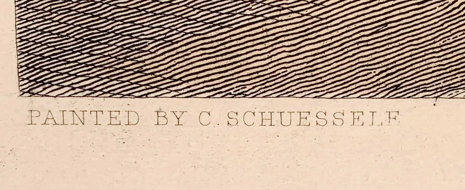 George Washington, Historischer Duche-Brief (Schwarz), Portrait Print, von Christian Schussele