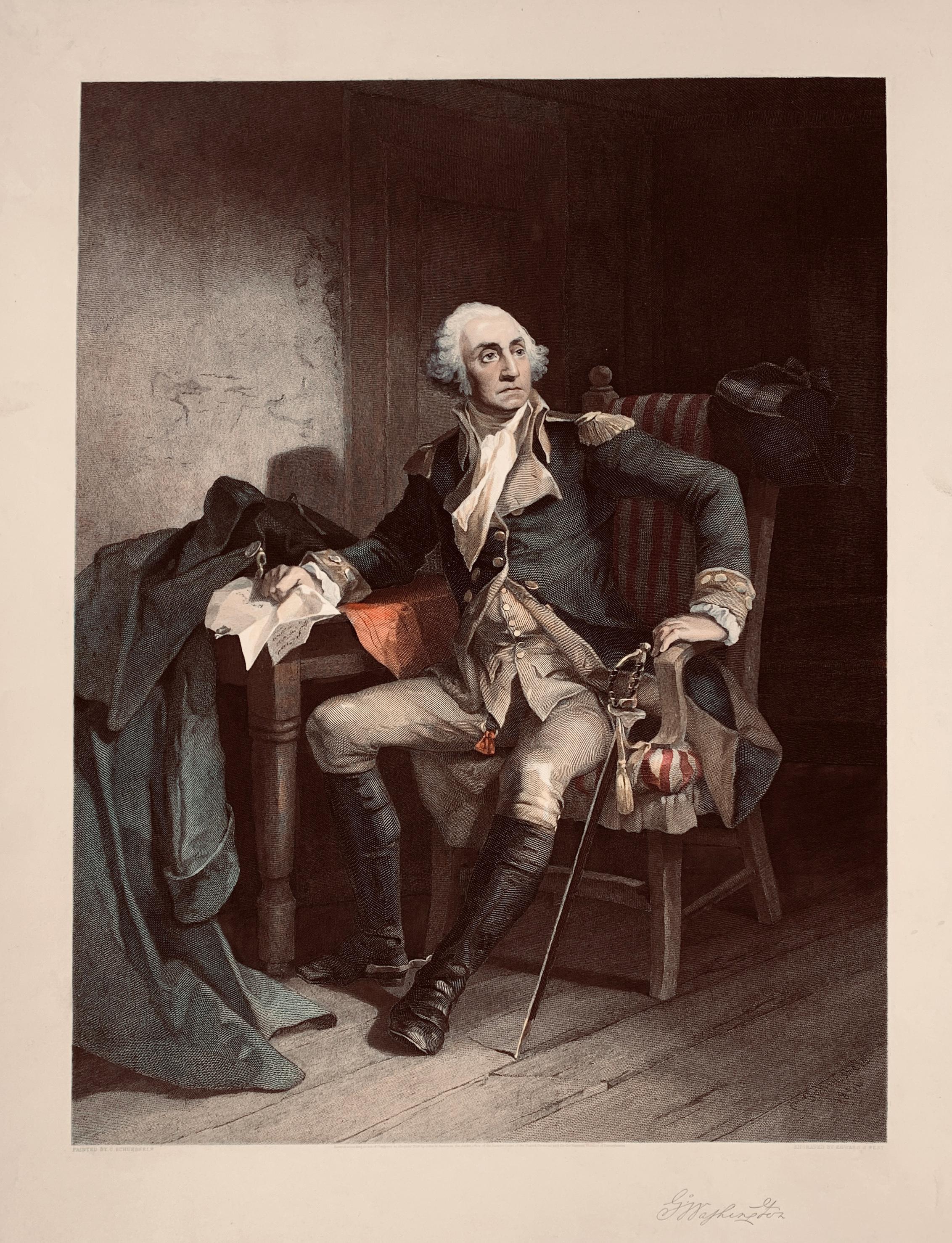 Christian Schussele Portrait Print – George Washington, Historischer Duche-Brief