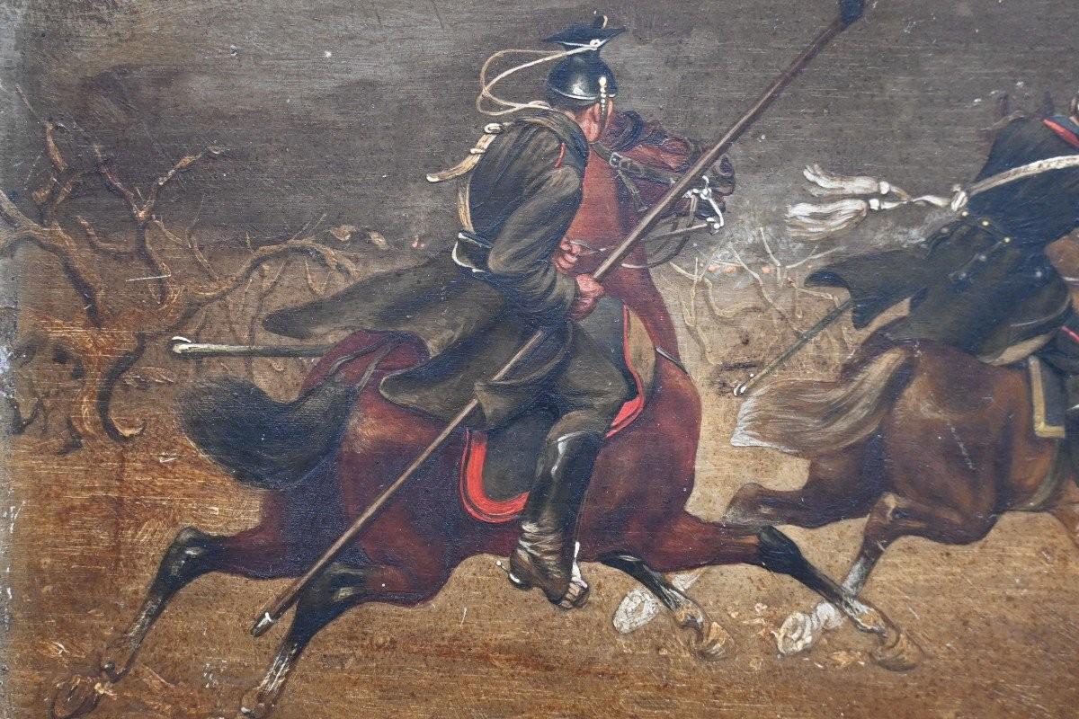 Belle Époque Christian Sell, German Military Painting, On Panel, 19th Century For Sale