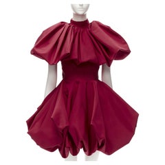 CHRISTIAN SIRIANO 2021 Runway red Victorian duchess Le Pouf dress US2 XS