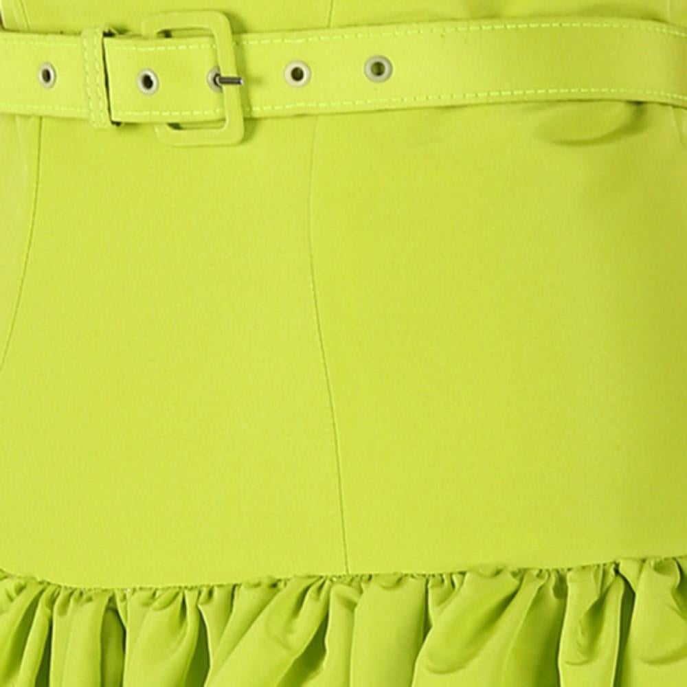 Yellow Christian Siriano Lime Silk Drop-Waist Gown S