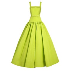 Christian Siriano Lime Silk Drop-Waist Gown S