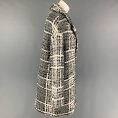 CHRISTIAN SIRIANO Size S Grey Black & White Wool Blend Tweed Notch Lapel Coat