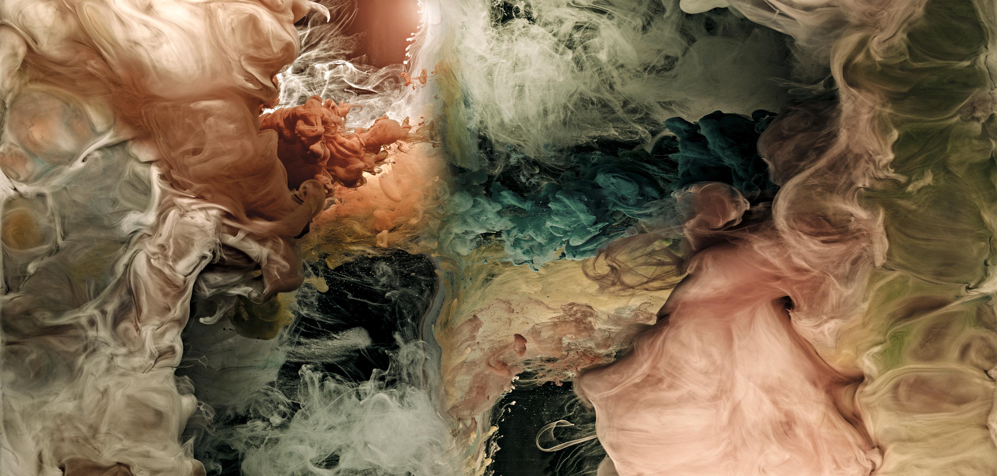 Christian Stoll Abstract Print - Hemisphere IV - large format photograph of abstract liquid cloudscapes in water