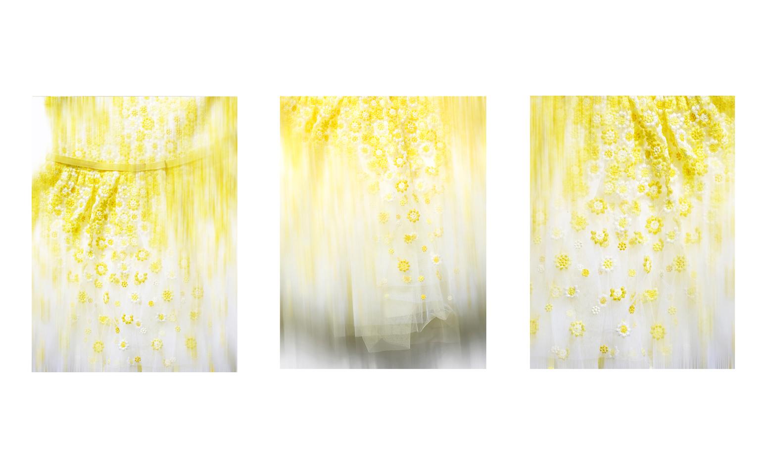Christian Stoll Color Photograph - TULLE Triptych - abstact photographs of mesmerizing texture details (64x48")