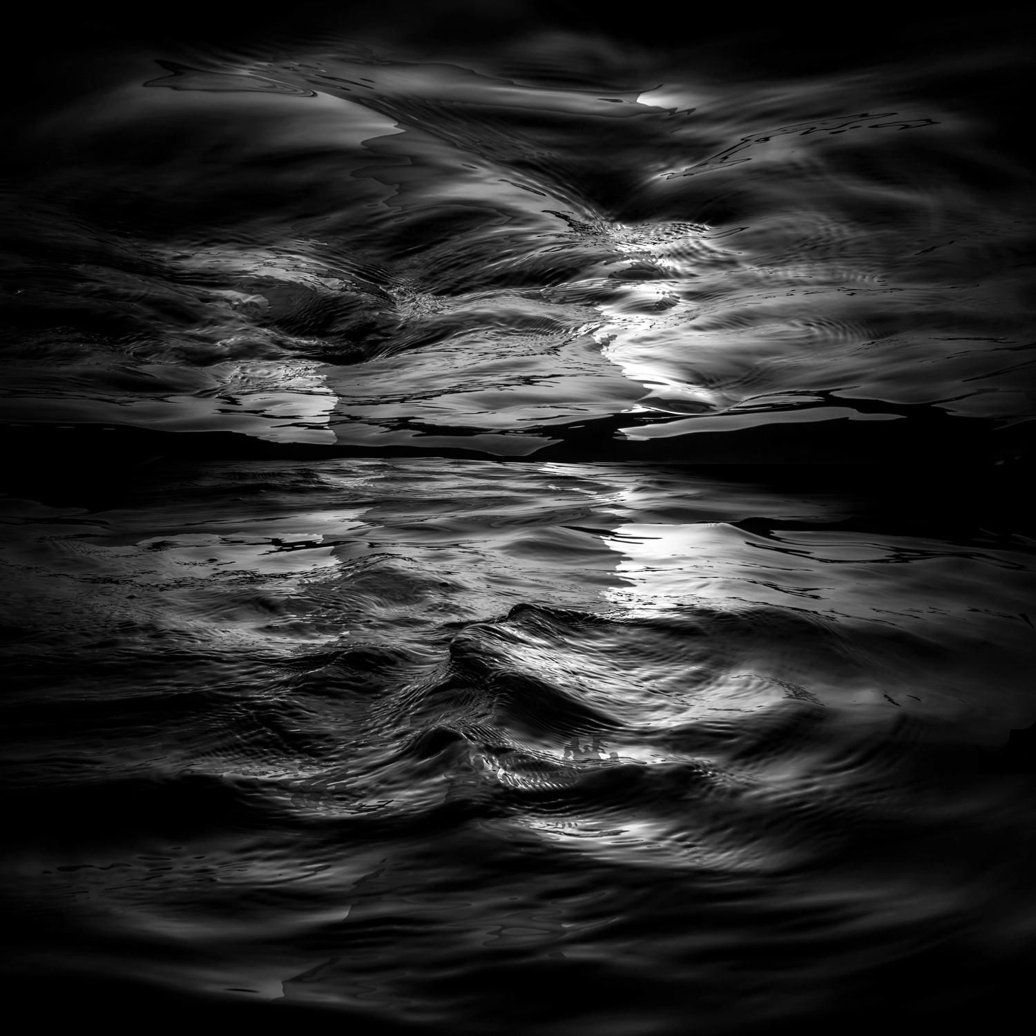 Christian Stoll Black and White Photograph - Wave II - large scale abstract photograph of water surface reflections