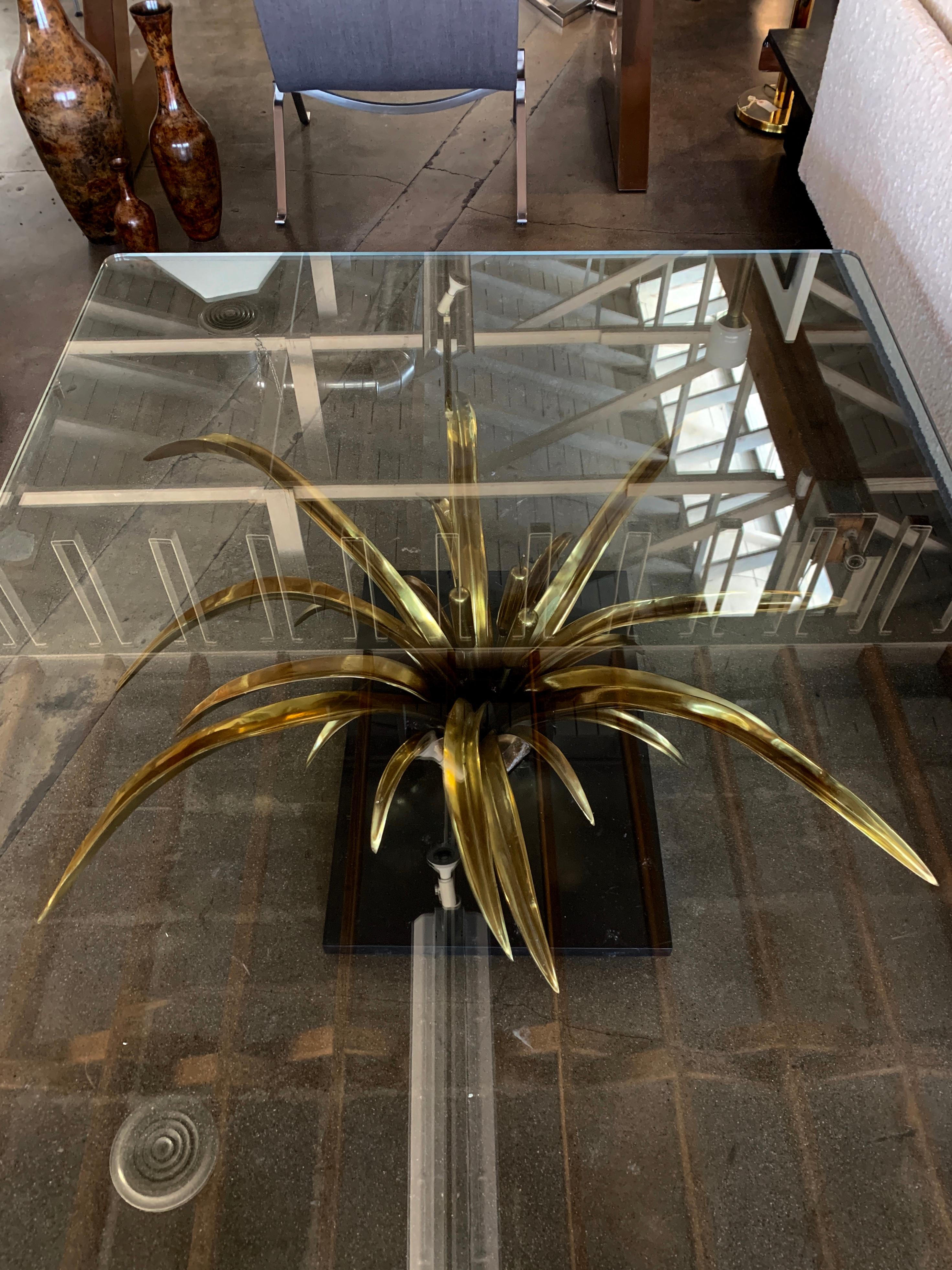 Christian Techoueyres Table en bronze et verre Bon état - En vente à Palm Springs, CA