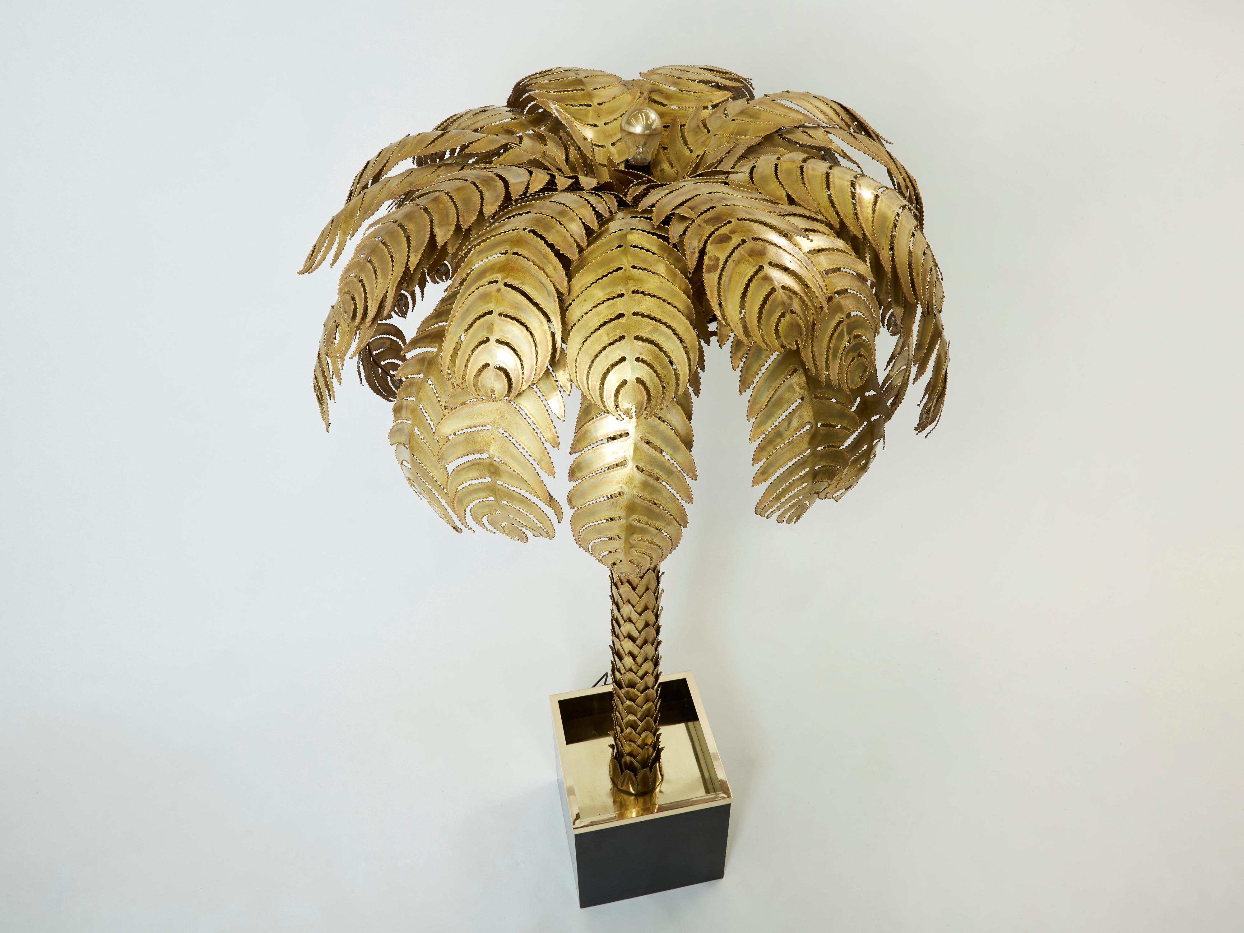 Christian Techoueyres for Maison Jansen Brass Palm Tree Floor Lamp 1970s 1