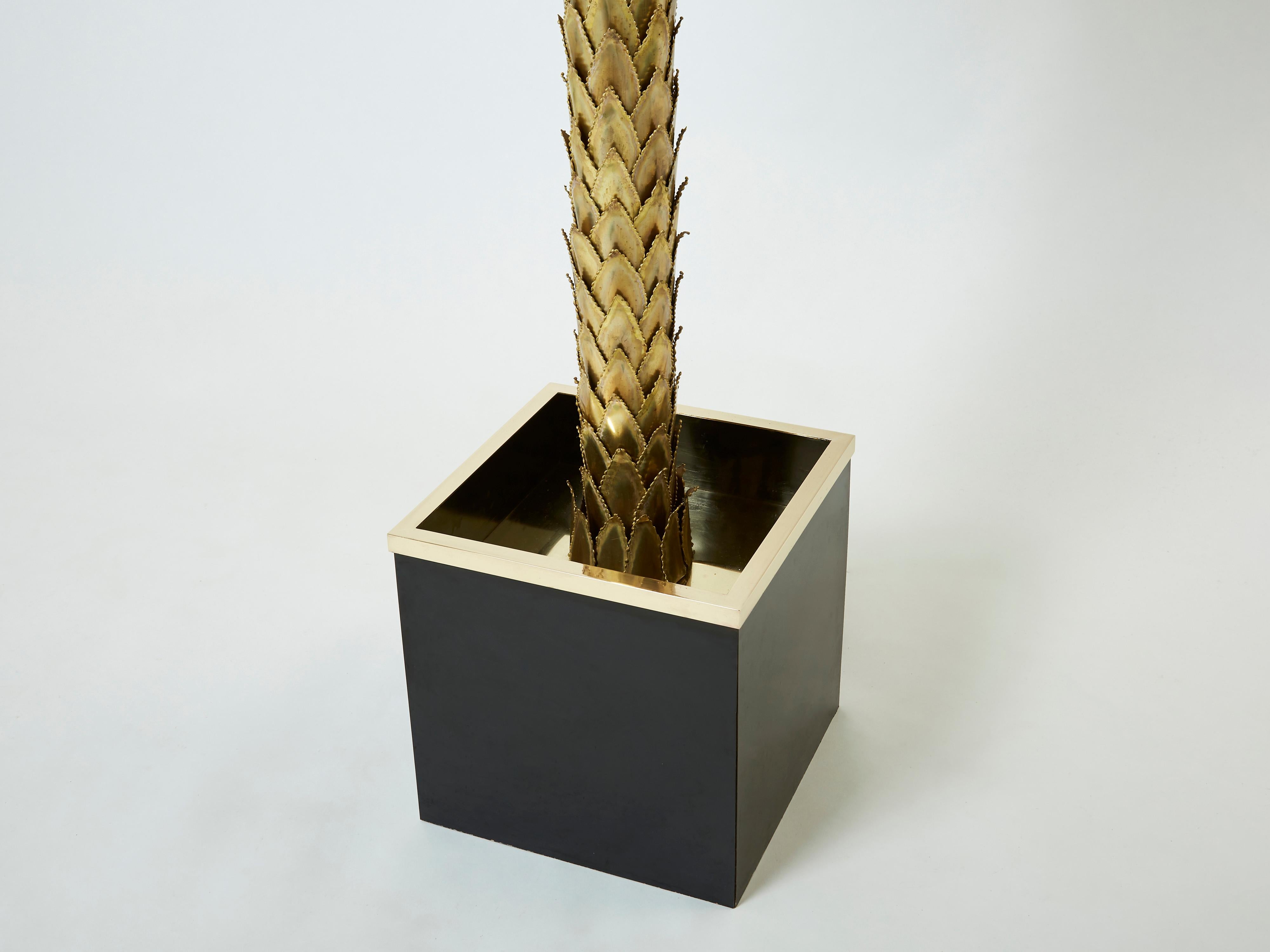 Christian Techoueyres for Maison Jansen Brass Palm Tree Floor Lamp 1970s 3